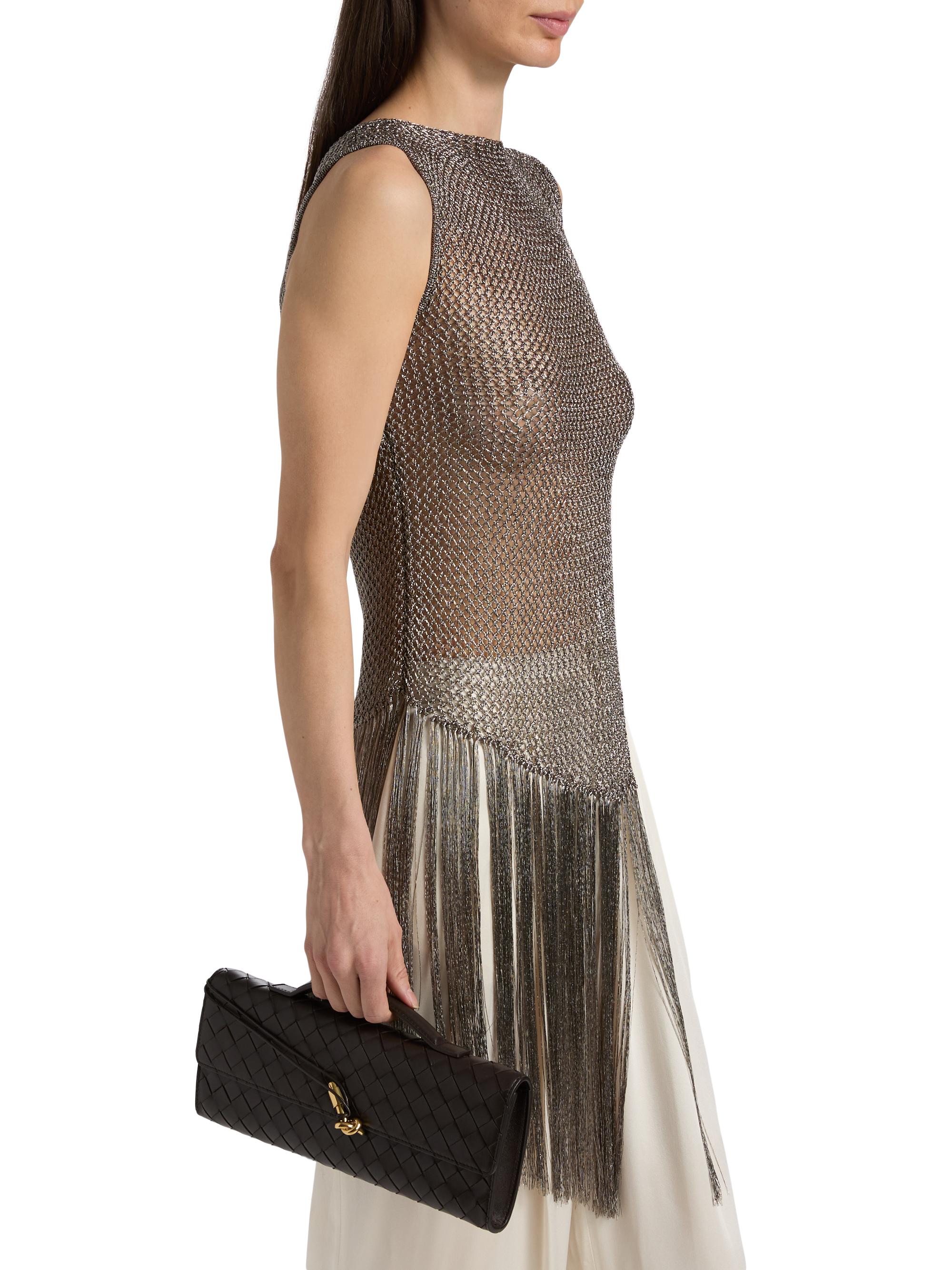 トップス pontanet2000 LaPointe Metallic Netting Fringed Asymmetric Top | Saks Fifth Avenue