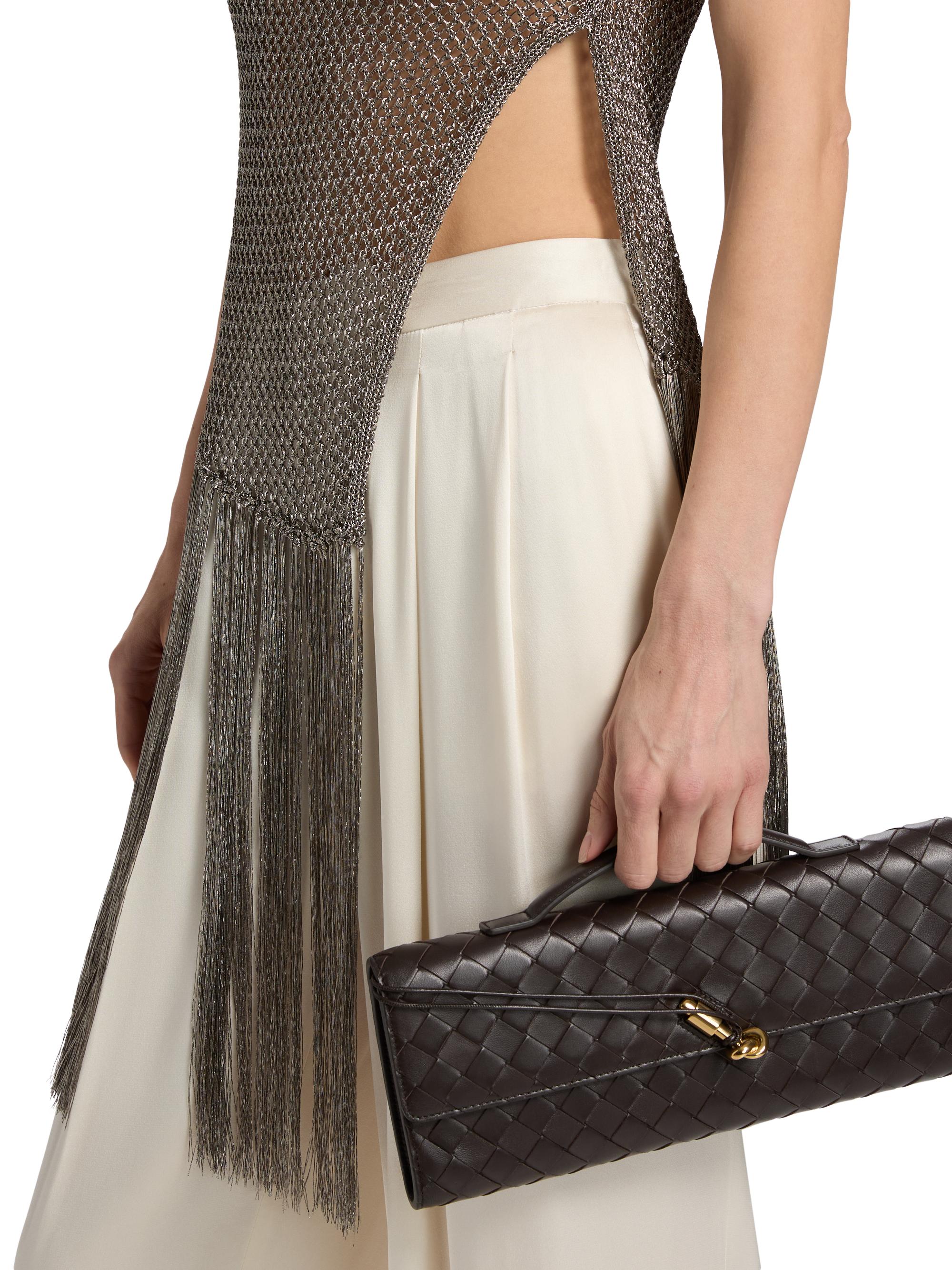 LaPointe Metallic Netting Fringed Asymmetric Top | Saks Fifth Avenue