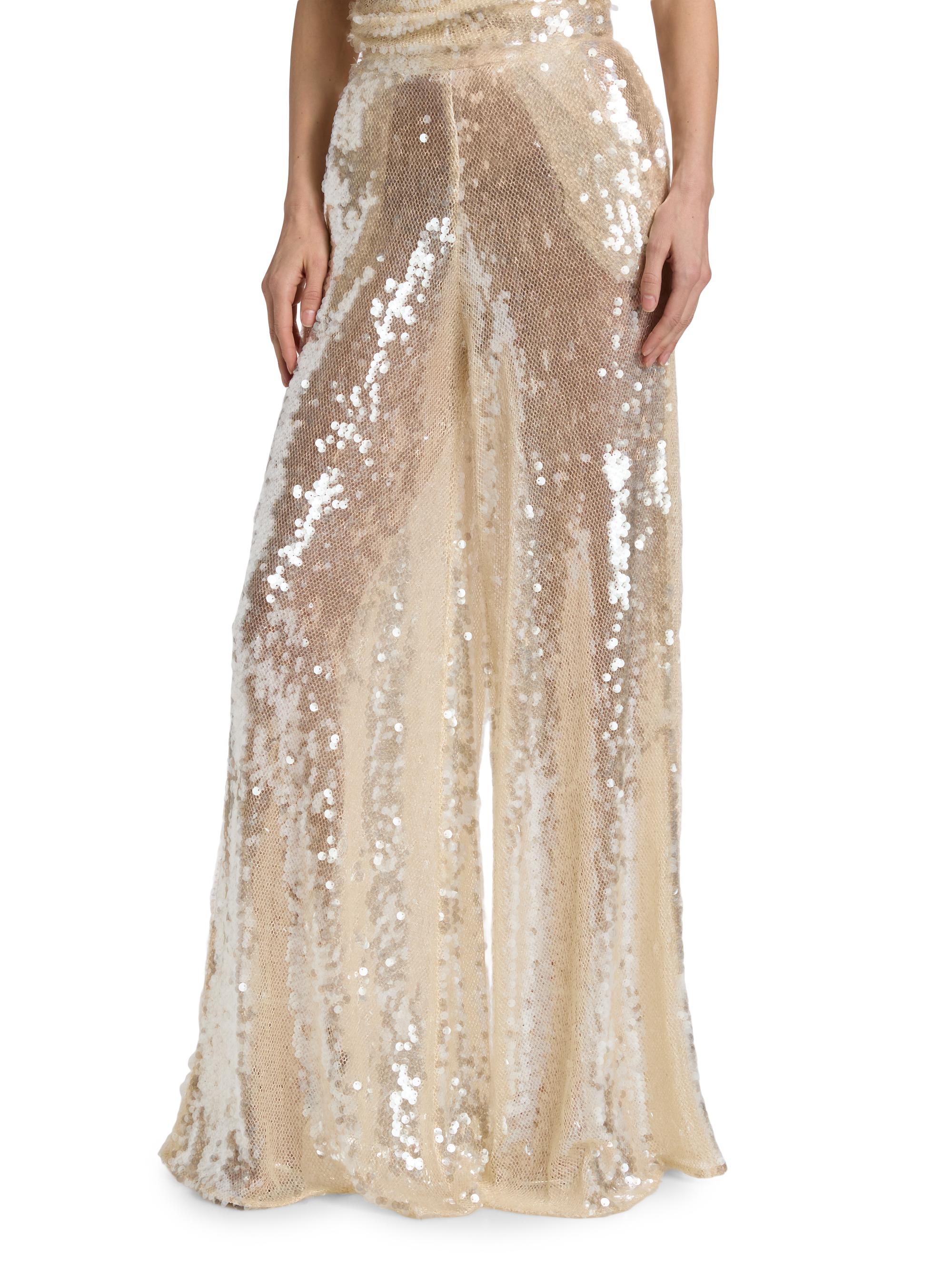 LaPointe Women's Sequined Wide-Leg Pants - Ecru | Thumbnail 3
