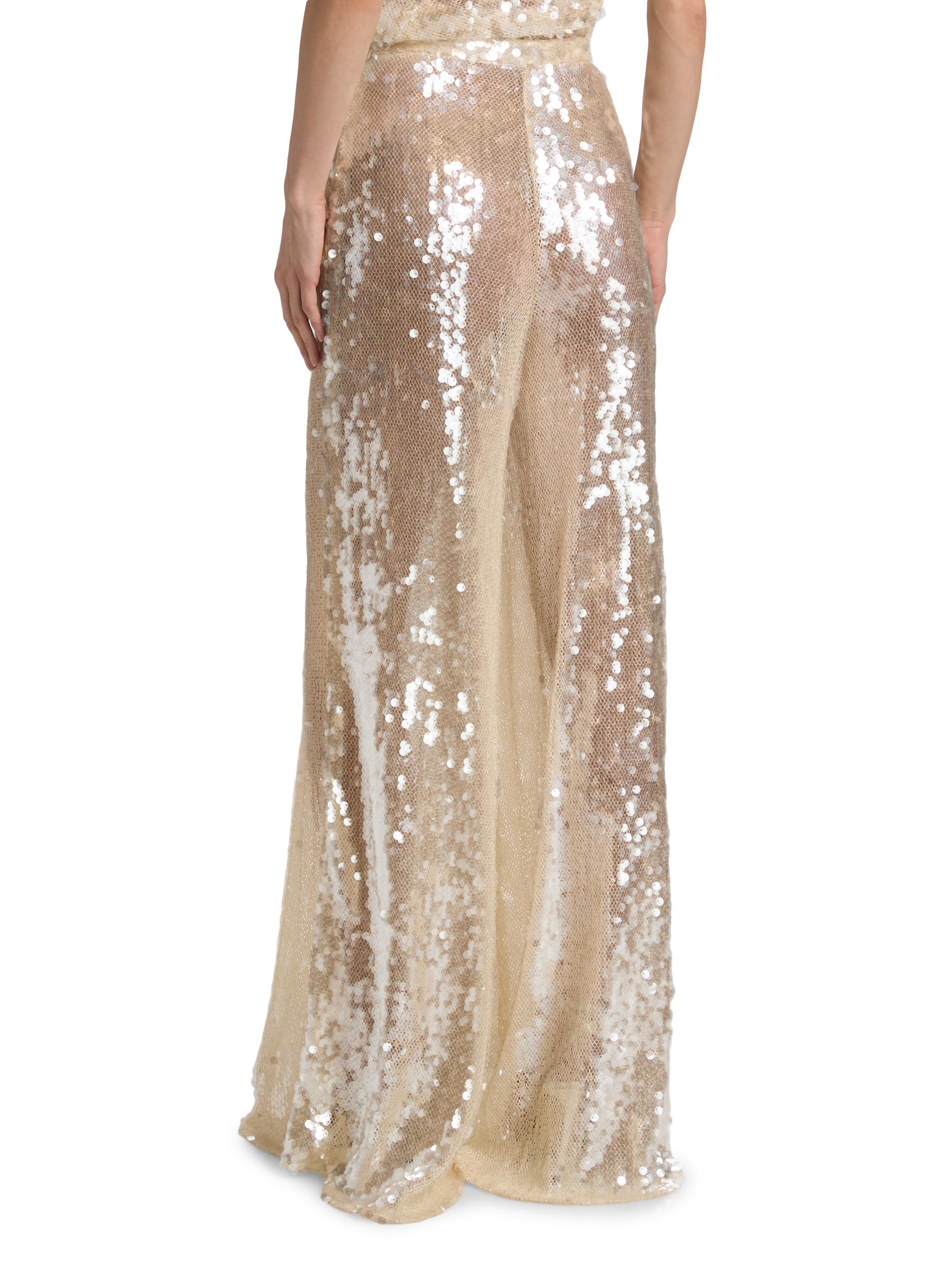 LaPointe Women's Sequined Wide-Leg Pants - Ecru | Thumbnail 5