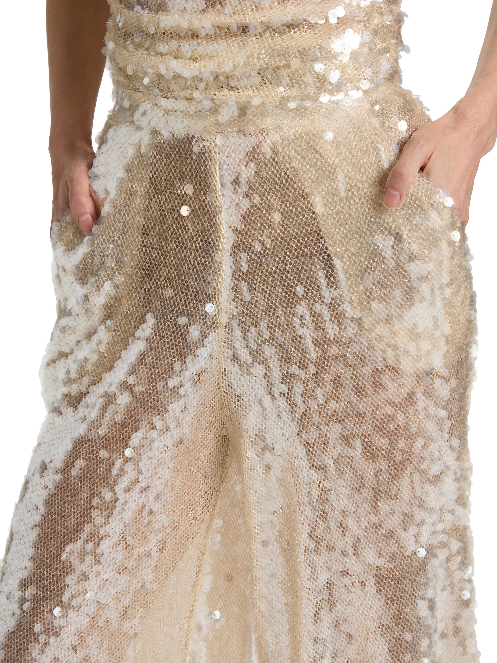 LaPointe Women's Sequined Wide-Leg Pants - Ecru | Thumbnail 6