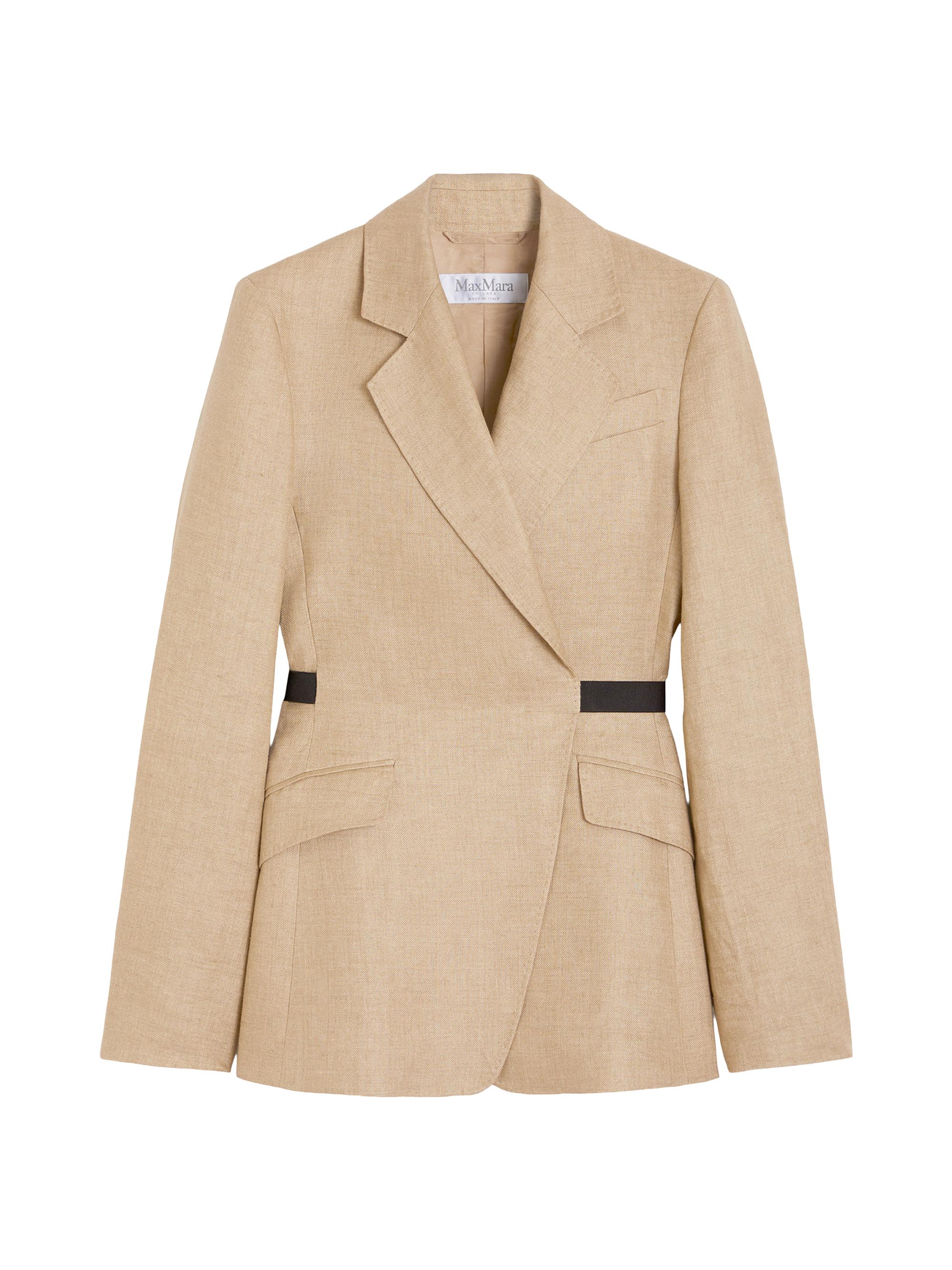 Max Mara Women's Double Breasted Blazer in Wool and Cotton Canvas - Camel