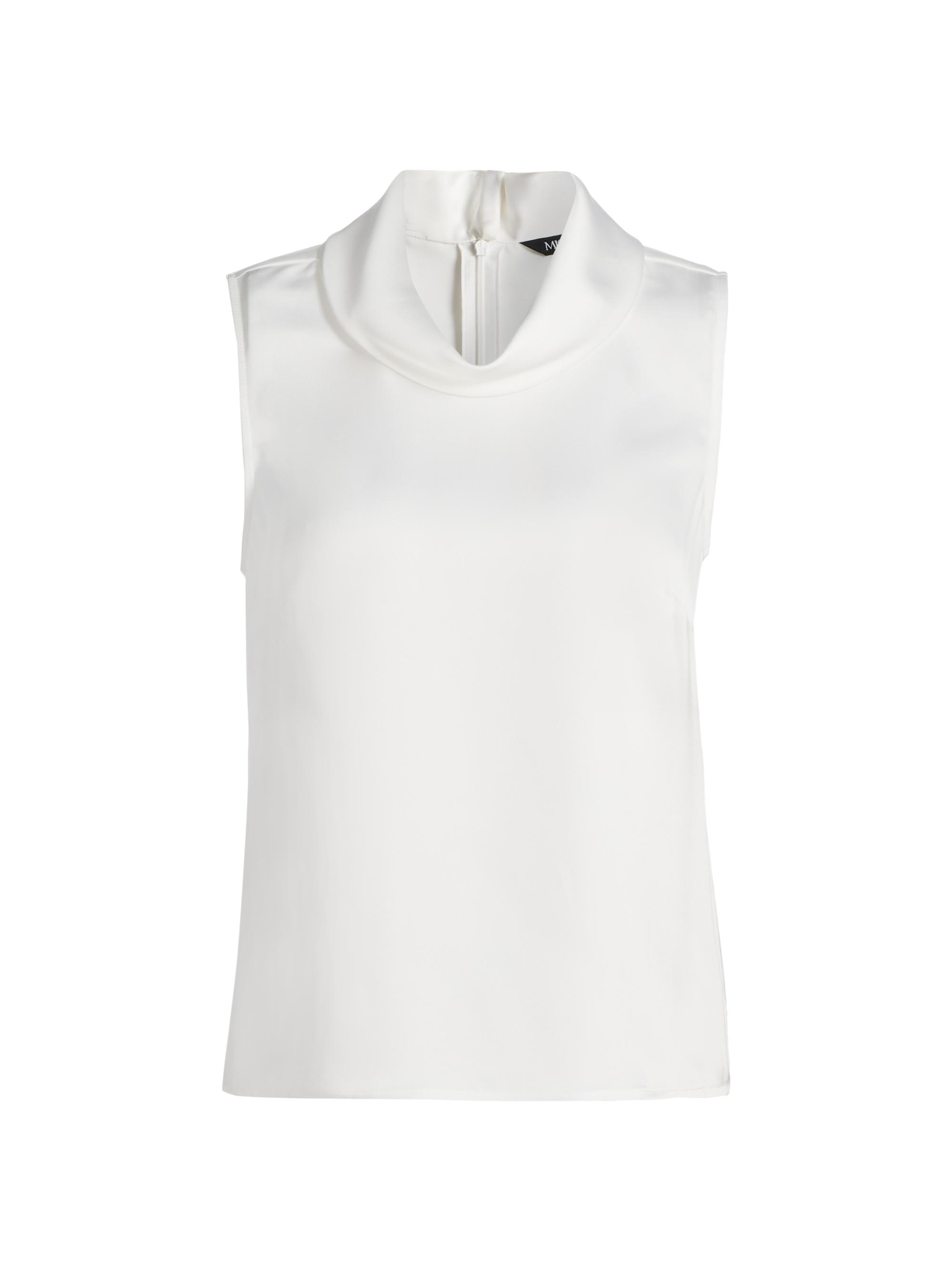 Misook Women's Pearlescence Crepe Cowlneck Blouse - White