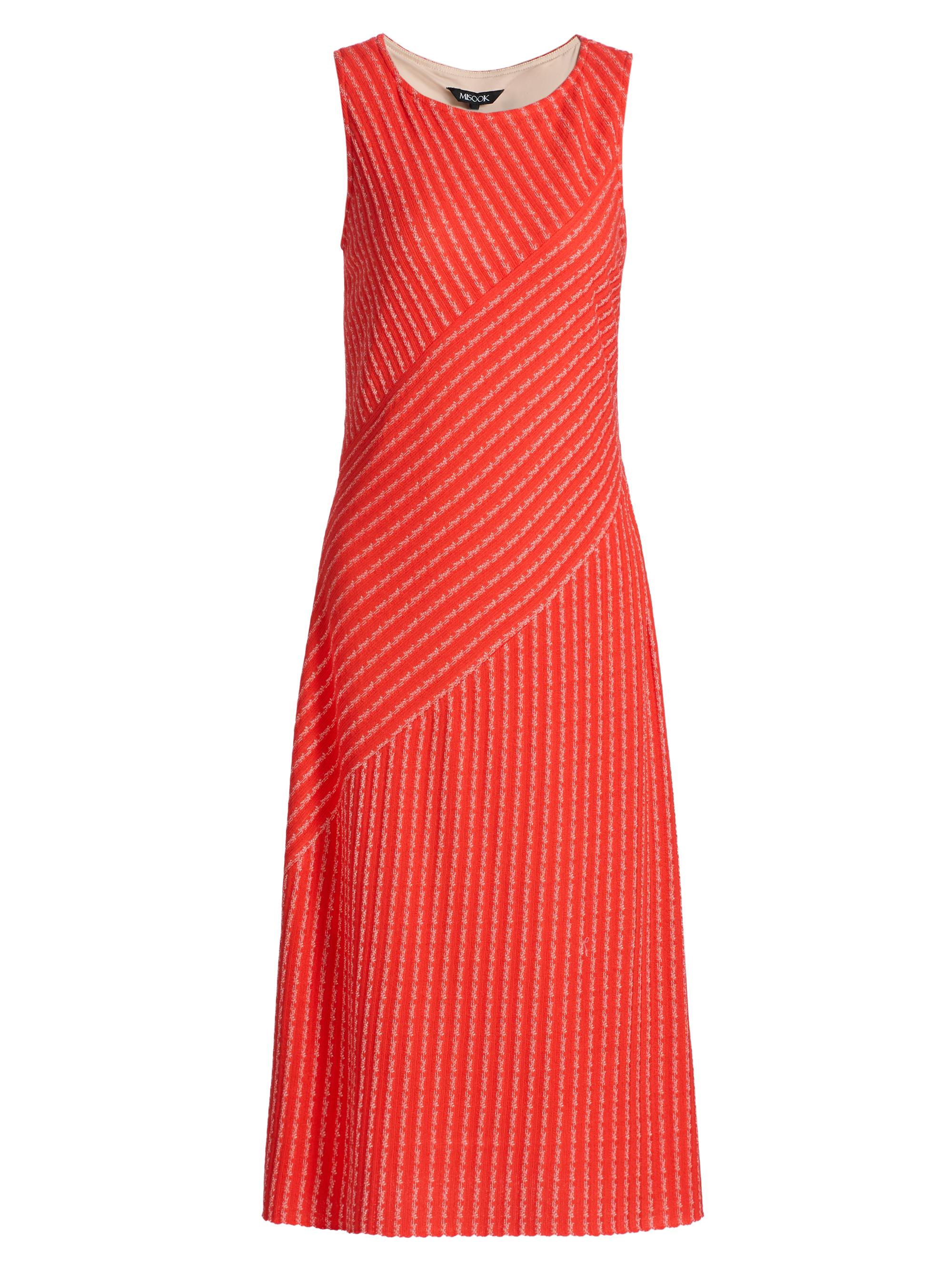 Misook Women's Striped A-Line Midi-Dress - Cherry Ember Biscotti