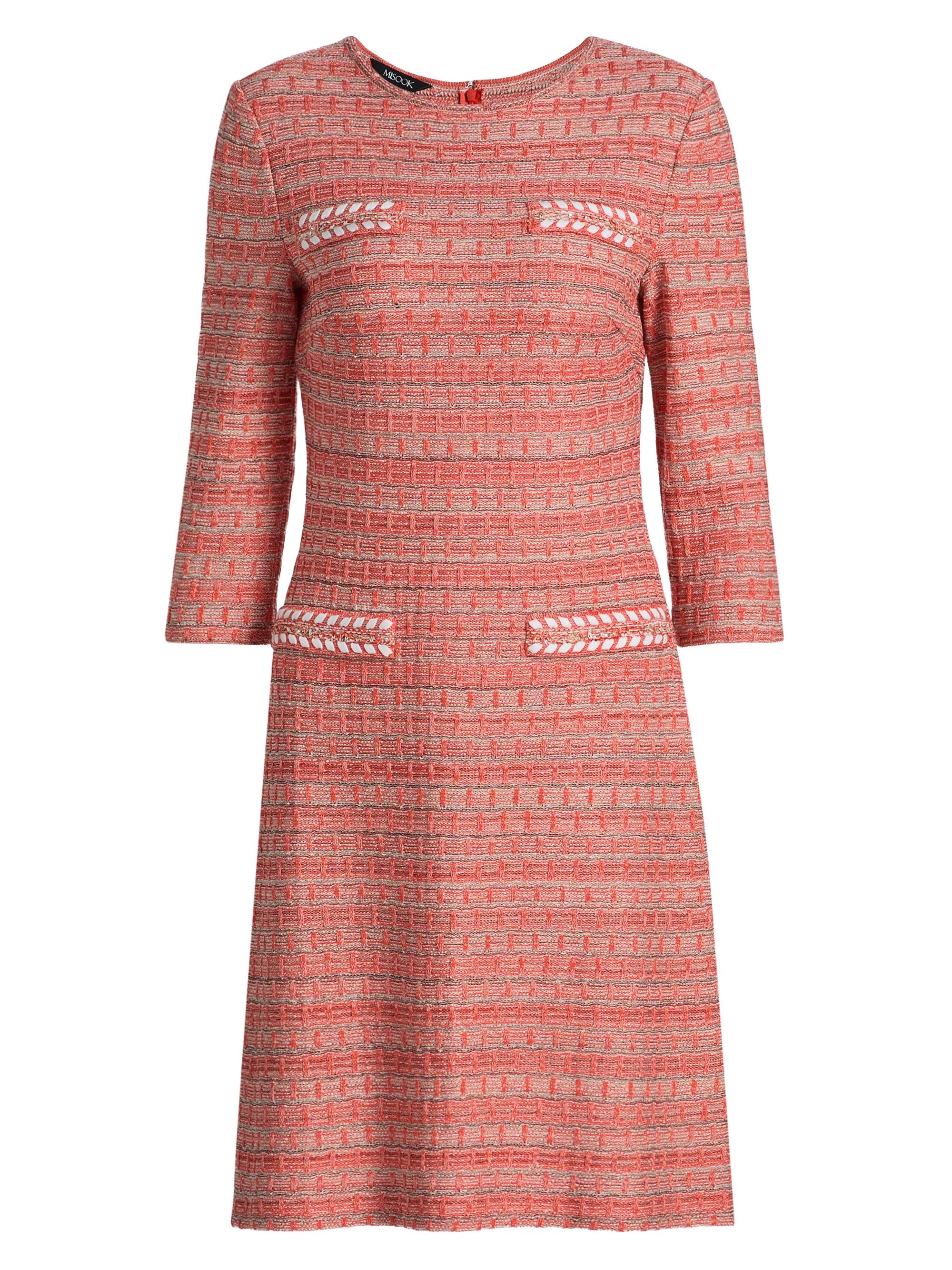 Misook Women's Whipstitch Tweed A-Line Minidress - Cherry Ember Biscotti Black