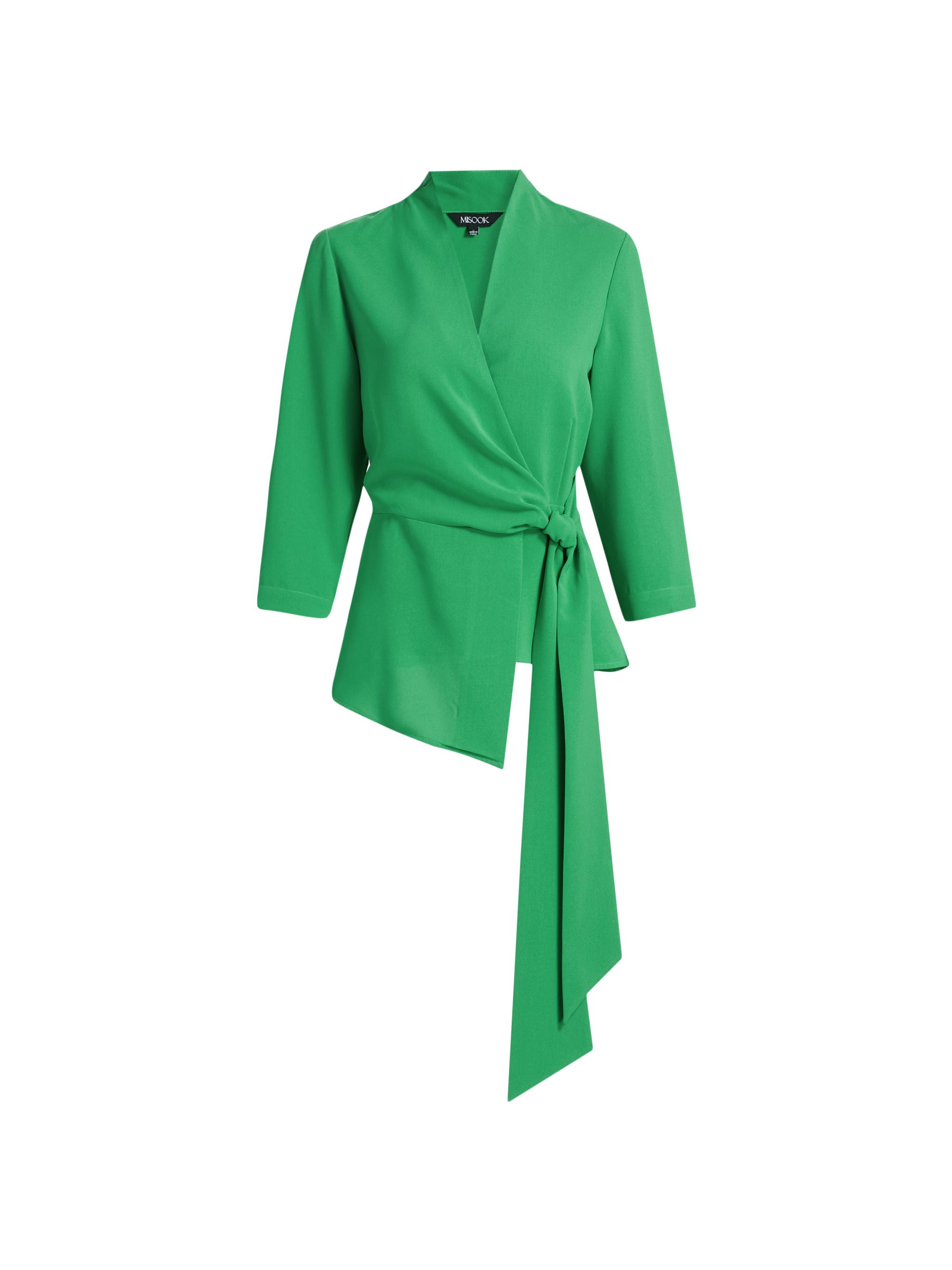 Misook Women's Crepe De Chine Wrap Blouse - Clover Field