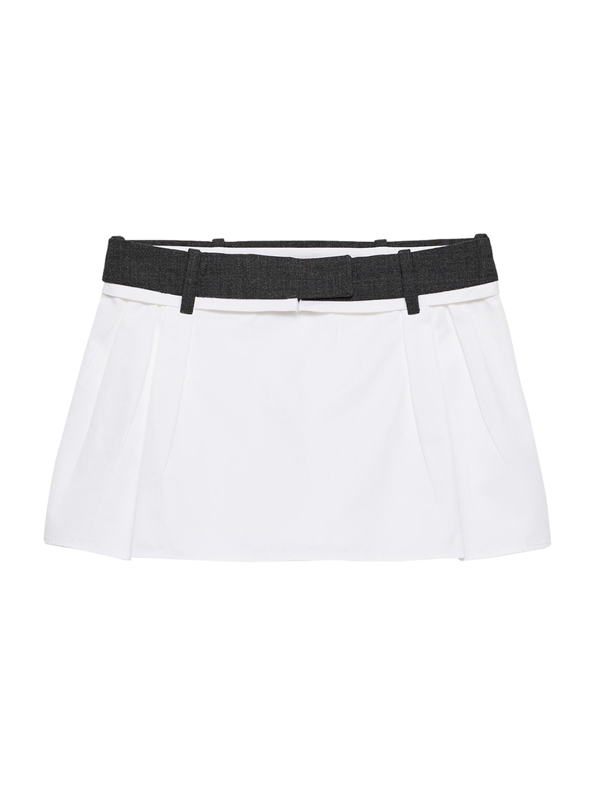 Prada Women's Poplin and Rush Stitch Miniskirt - White