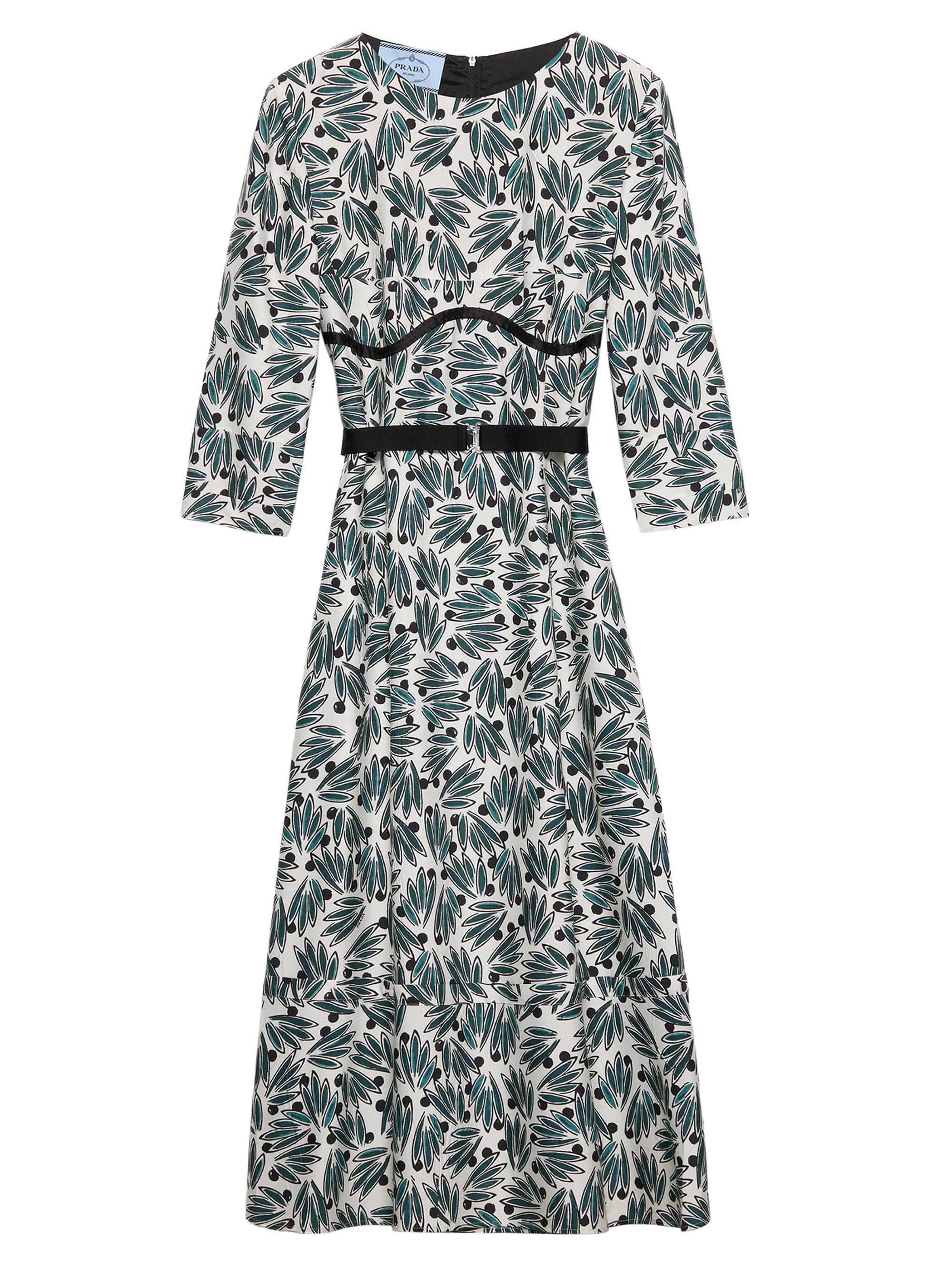 Prada Women's Printed Pongé Dress - Green