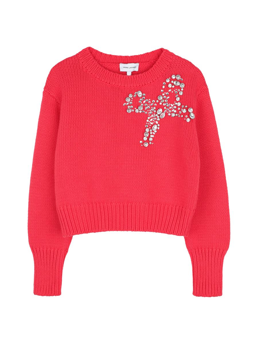 Marc Jacobs Girl's Little Girl's & Girl's Embellished Crewneck Sweater In Poppy