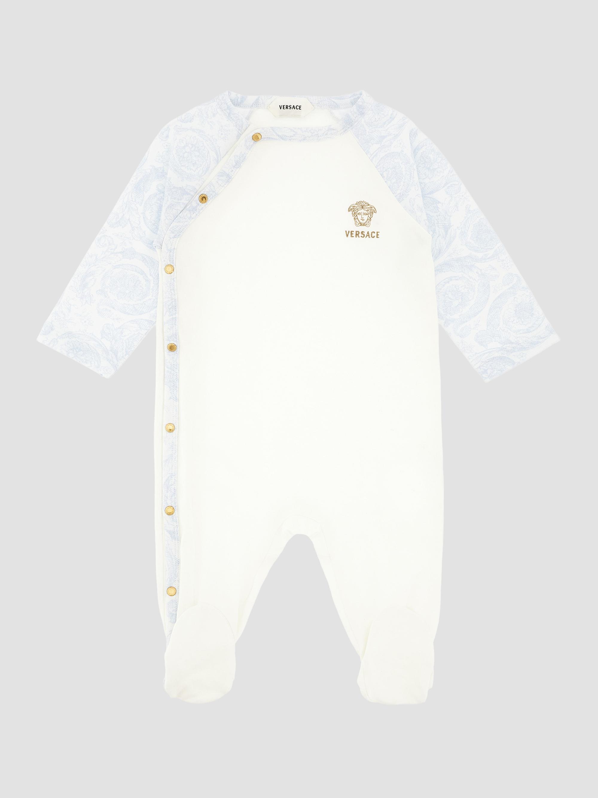 Versace Baby Boy's Medusa Embroidered Cotton Jersey Bodysuit - White 6 Months