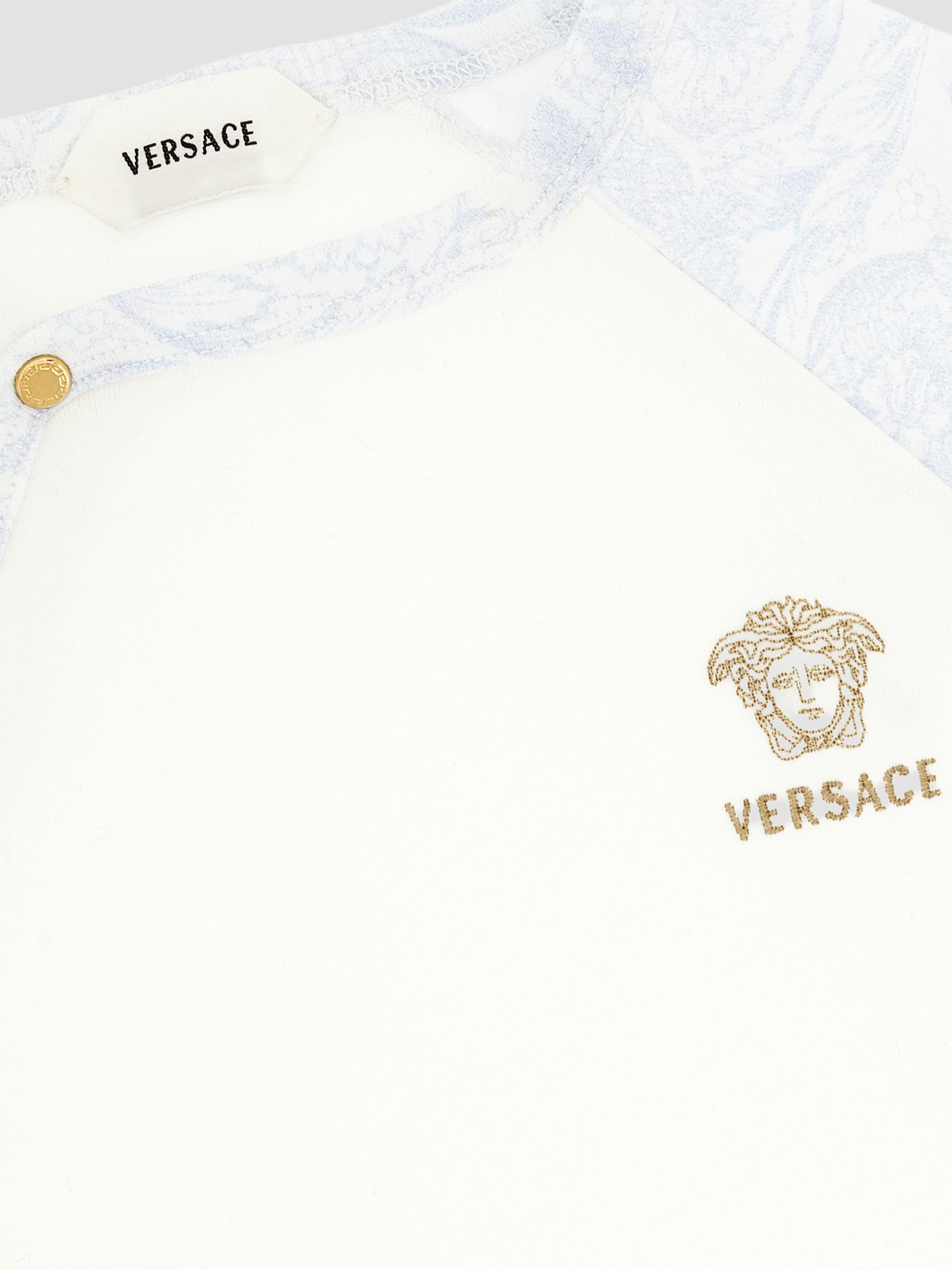 Versace Baby Boy's Medusa Embroidered Cotton Jersey Bodysuit - White 6 Months | Thumbnail 3