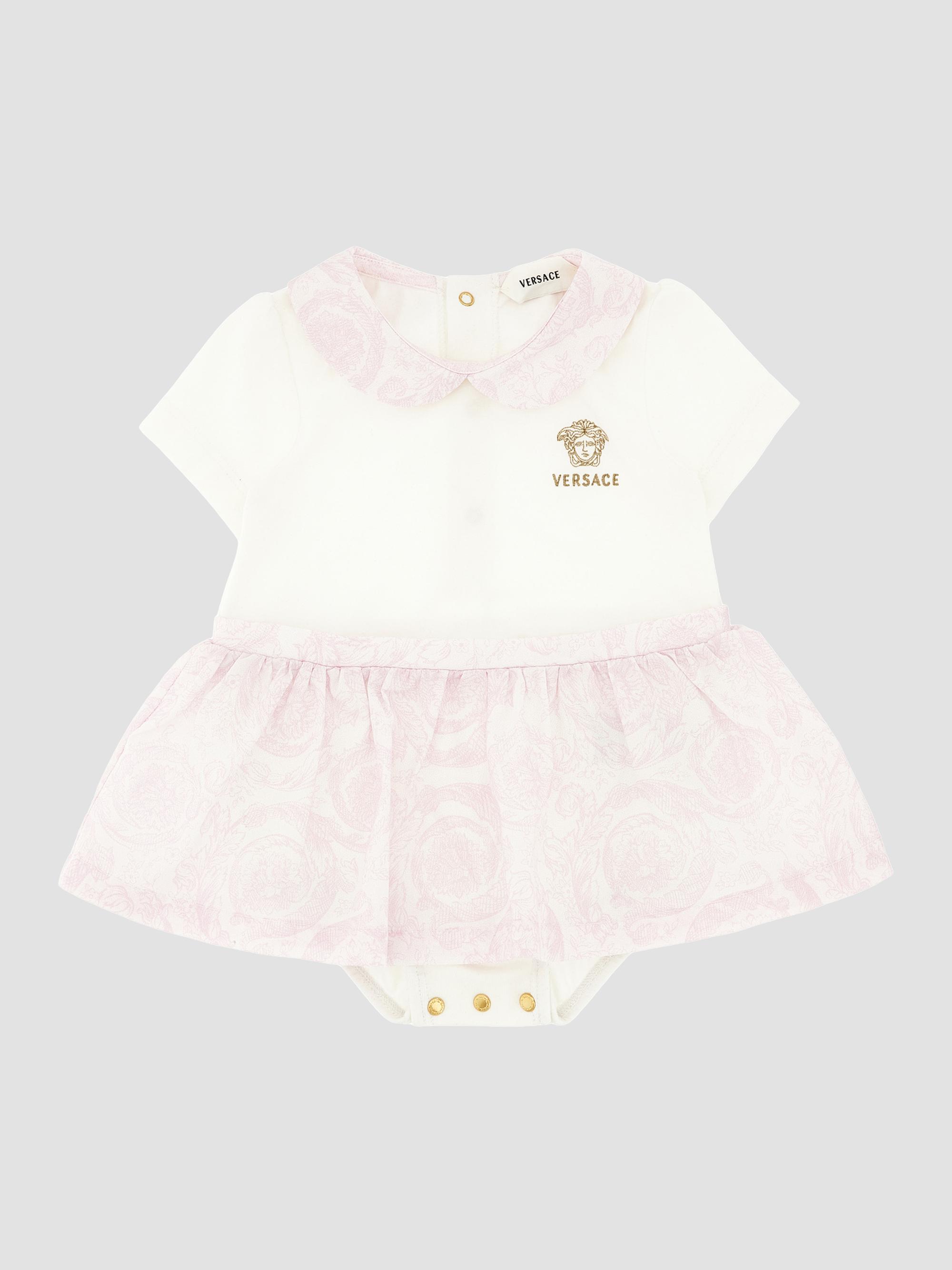Versace Baby Girl's Ribbed Medusa Embroidery Dress - White 9 Months | Thumbnail 3