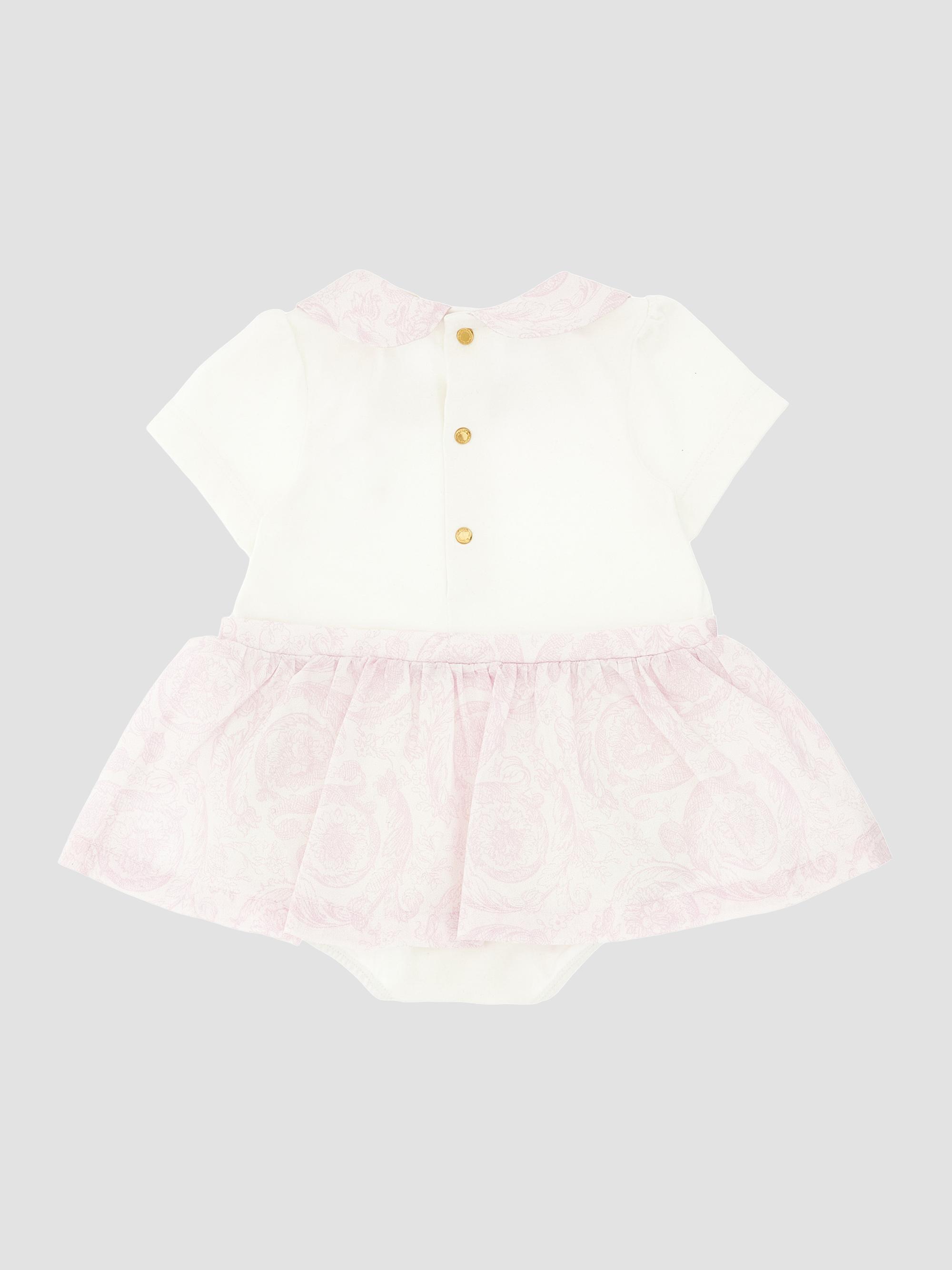 Versace Baby Girl's Ribbed Medusa Embroidery Dress - White 9 Months | Thumbnail 4