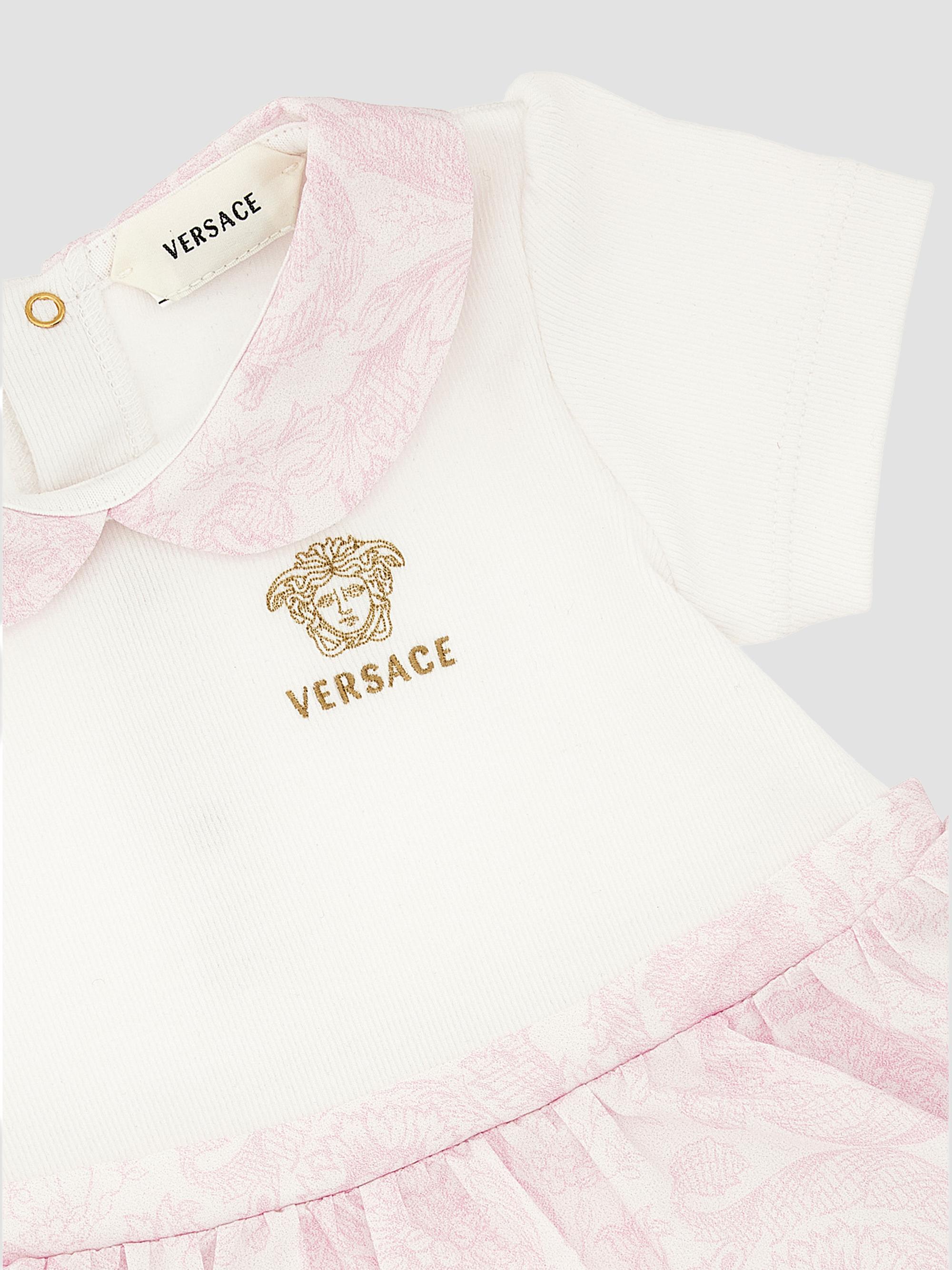 Versace Baby Girl's Ribbed Medusa Embroidery Dress - White 9 Months | Thumbnail 5