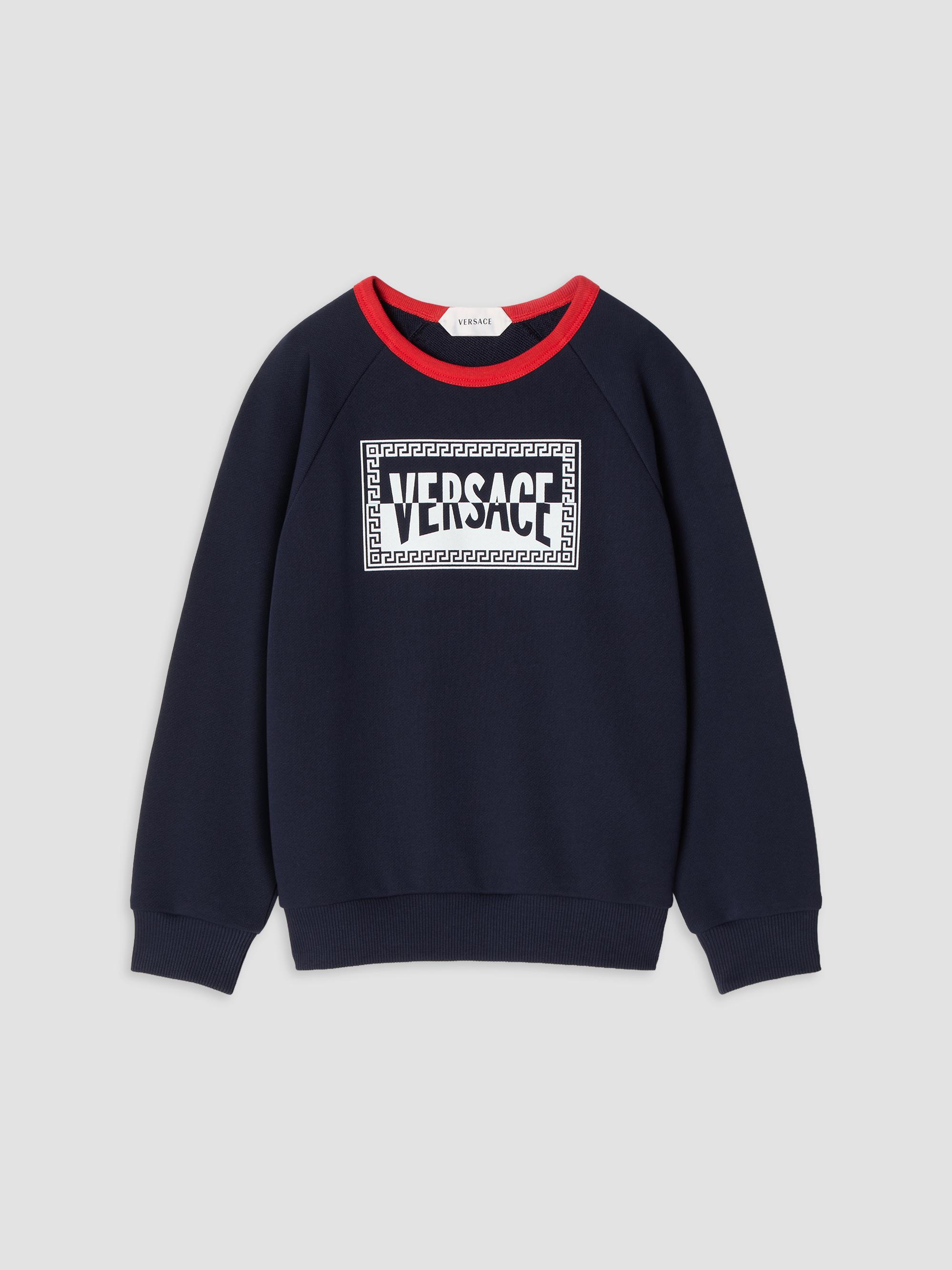 Versace Little Kid's & Kid's Logo Fleece Crewneck Sweatshirt - Dark Navy