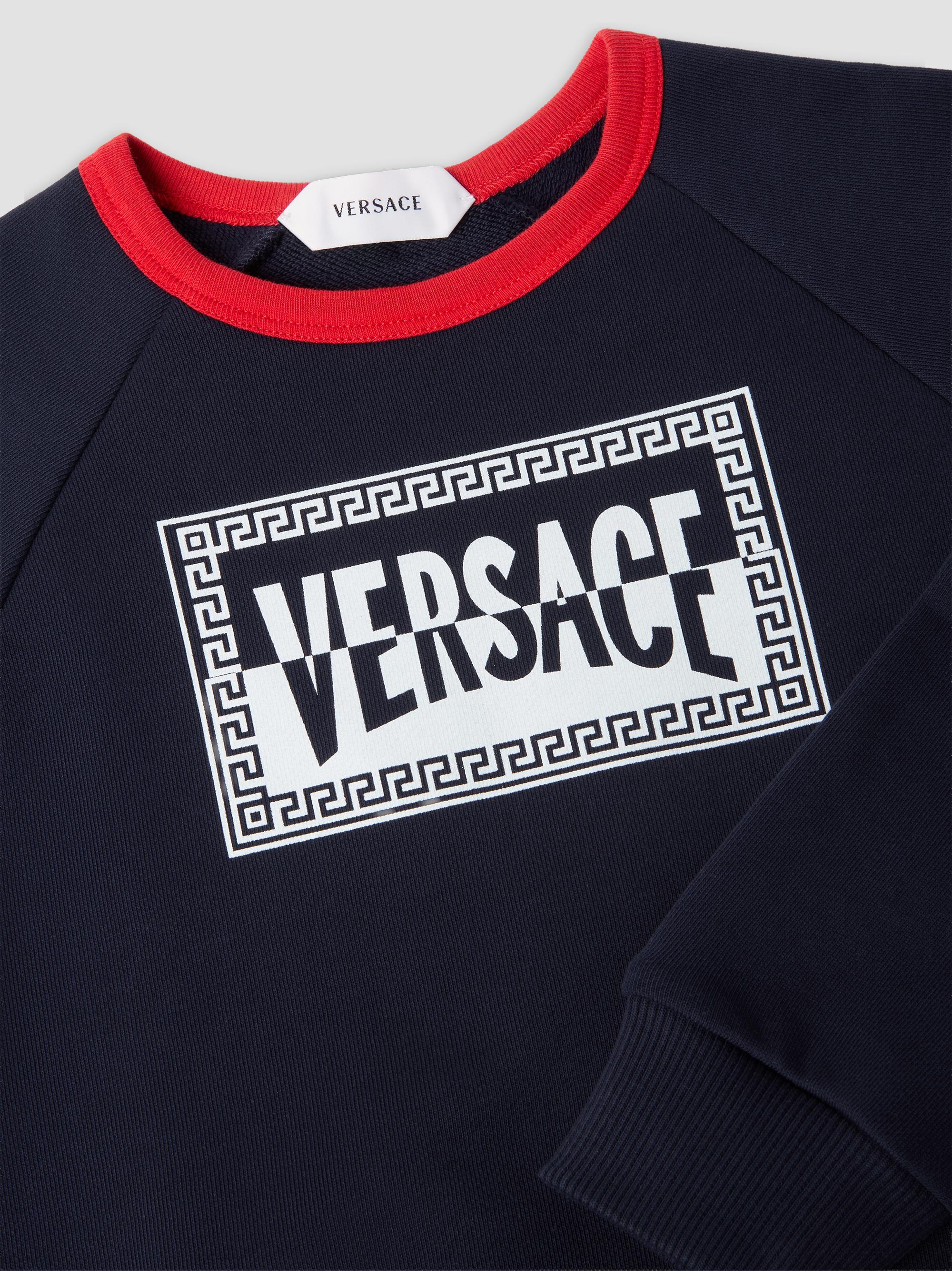 Versace Little Kid's & Kid's Logo Fleece Crewneck Sweatshirt - Dark Navy | Thumbnail 3