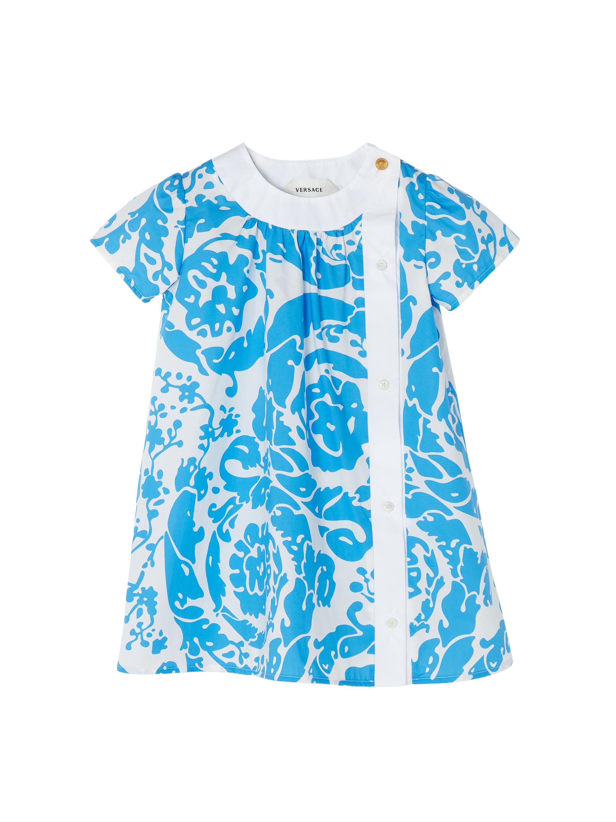 Versace Baby Girl's & Little Girl's Barocco-Print Cotton Poplin Dress - Azure Blue