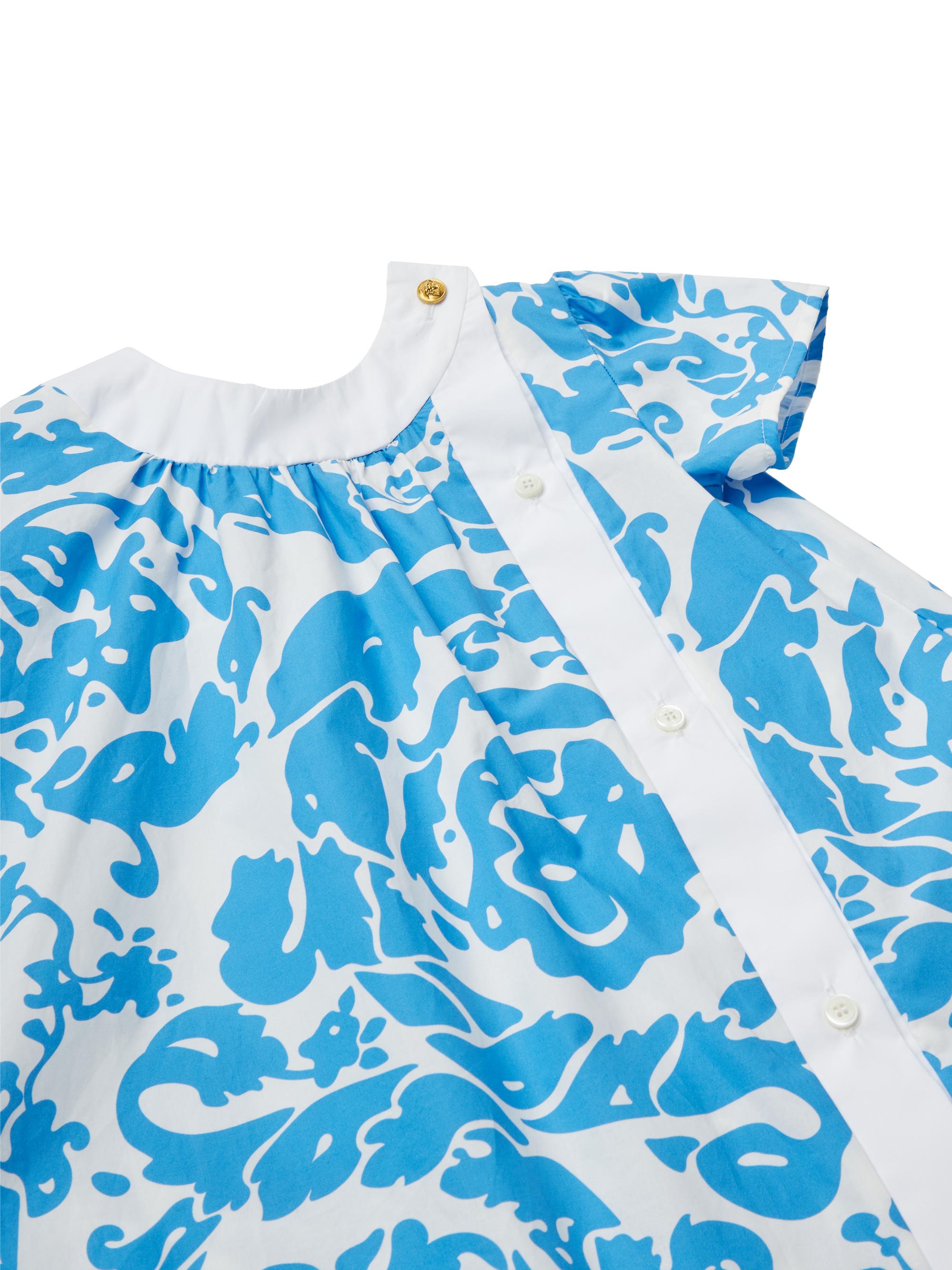 Versace Baby Girl's & Little Girl's Barocco-Print Cotton Poplin Dress - Azure Blue | Thumbnail 3