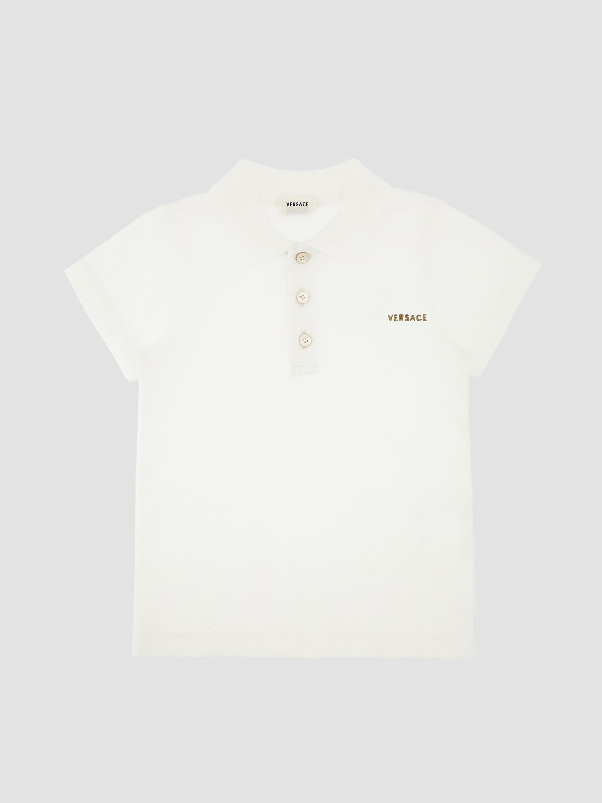 Versace Baby Boy's & Little Boy's Logo Piqué Polo Shirt - White