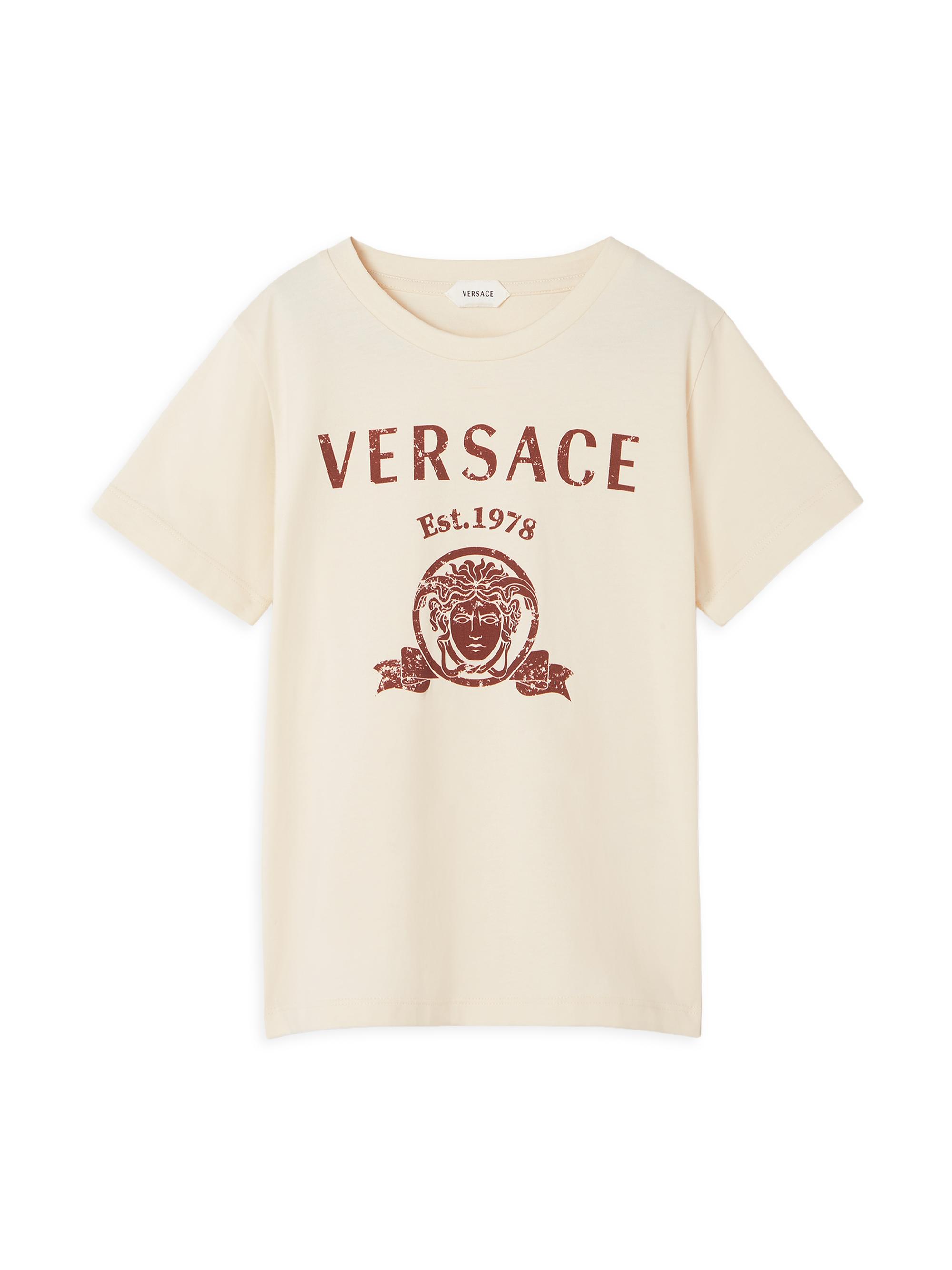 Versace Little Kid's & Kid's  Varsity Print Jersey T-Shirt - Cream