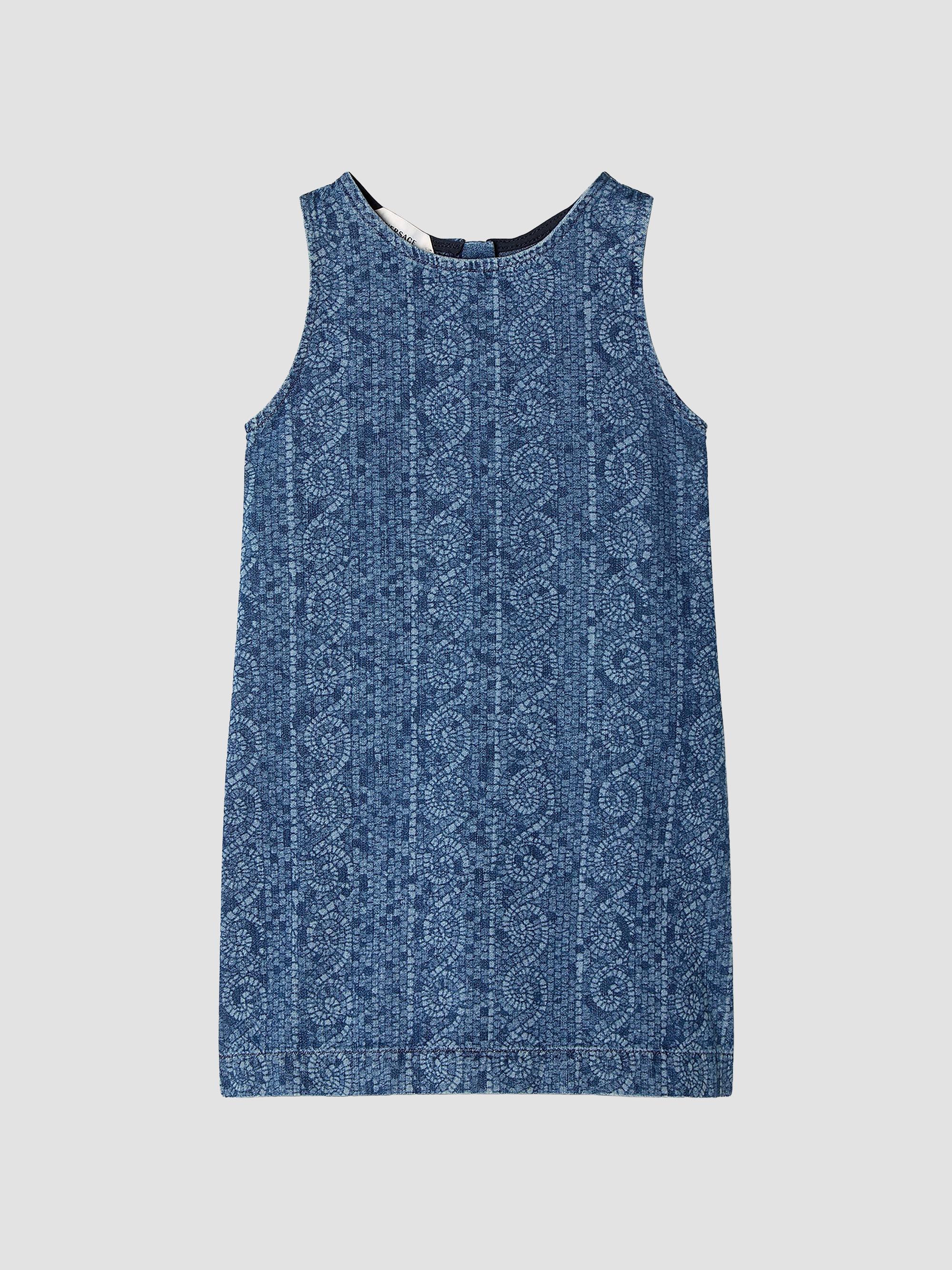 Versace Little Girl's & Girl's Cotton Greca Mosaic Denim Dress - Medium Blue | Thumbnail 4