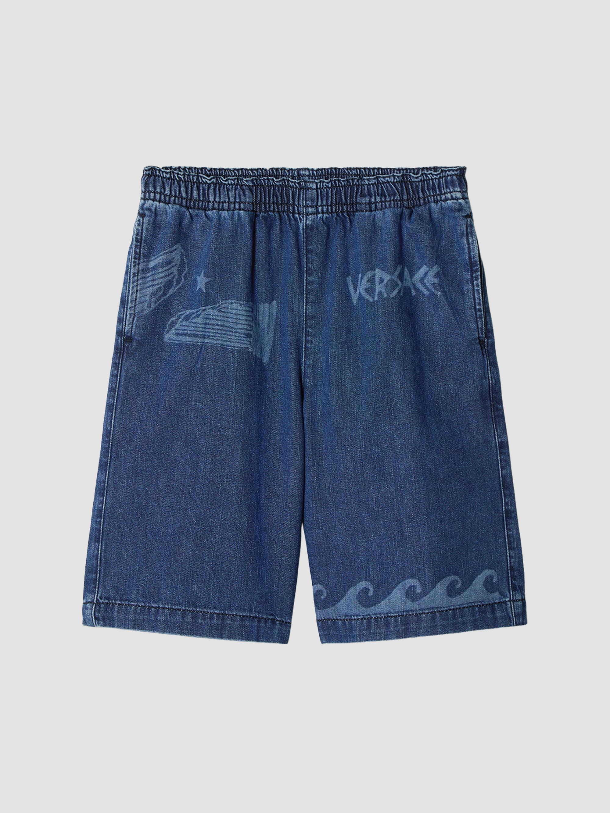 Versace Little Boy's & Boy's Laser Logo Denim Shorts - Medium Blue