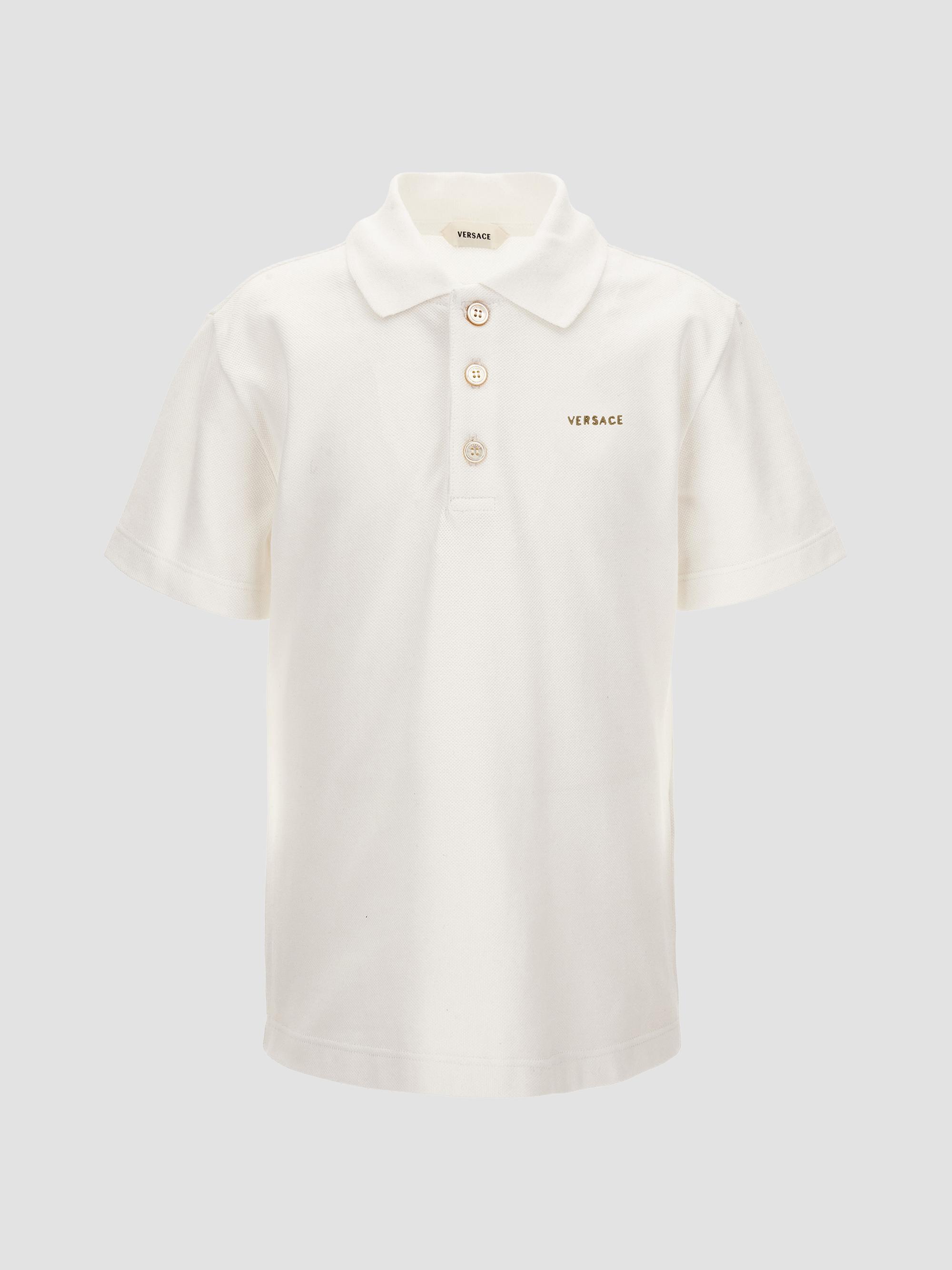 Versace Little Boy's & Boy's Logo Piqué Polo Shirt - White