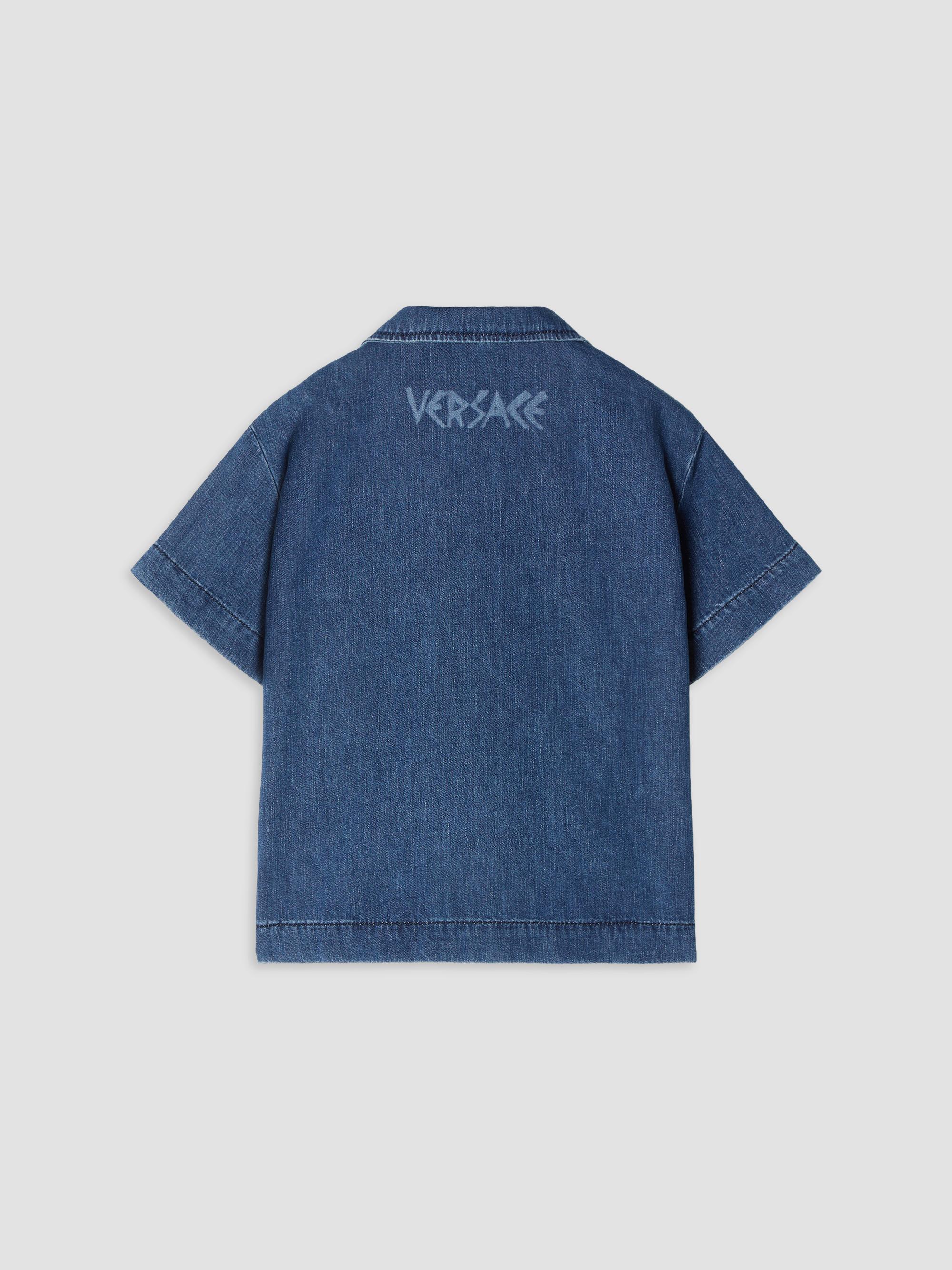 Versace Little Boy's & Boy's Laser Denim Short-Sleeve Shirt - Medium Blue | Thumbnail 2