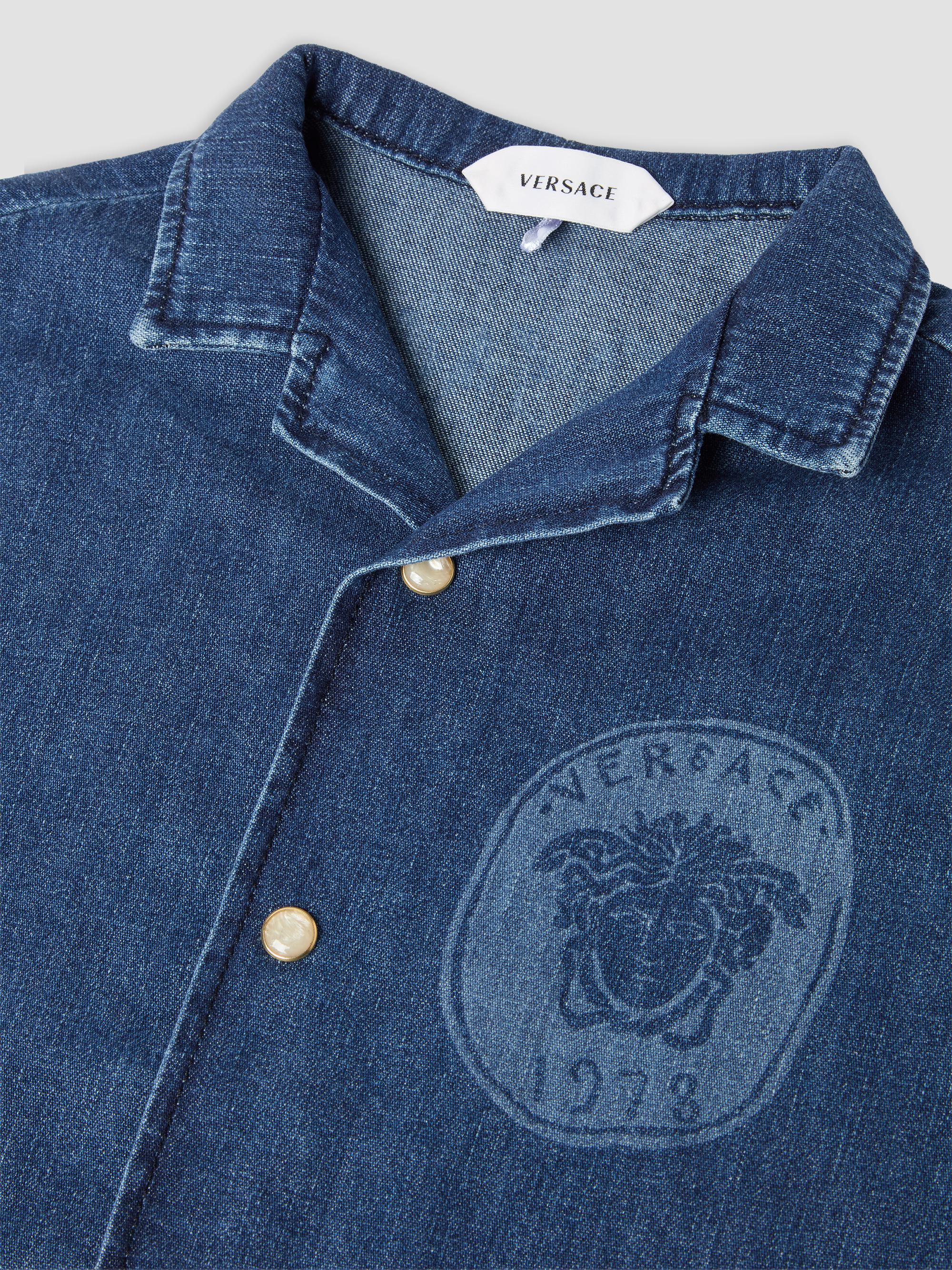 Versace Little Boy's & Boy's Laser Denim Short-Sleeve Shirt - Medium Blue | Thumbnail 3