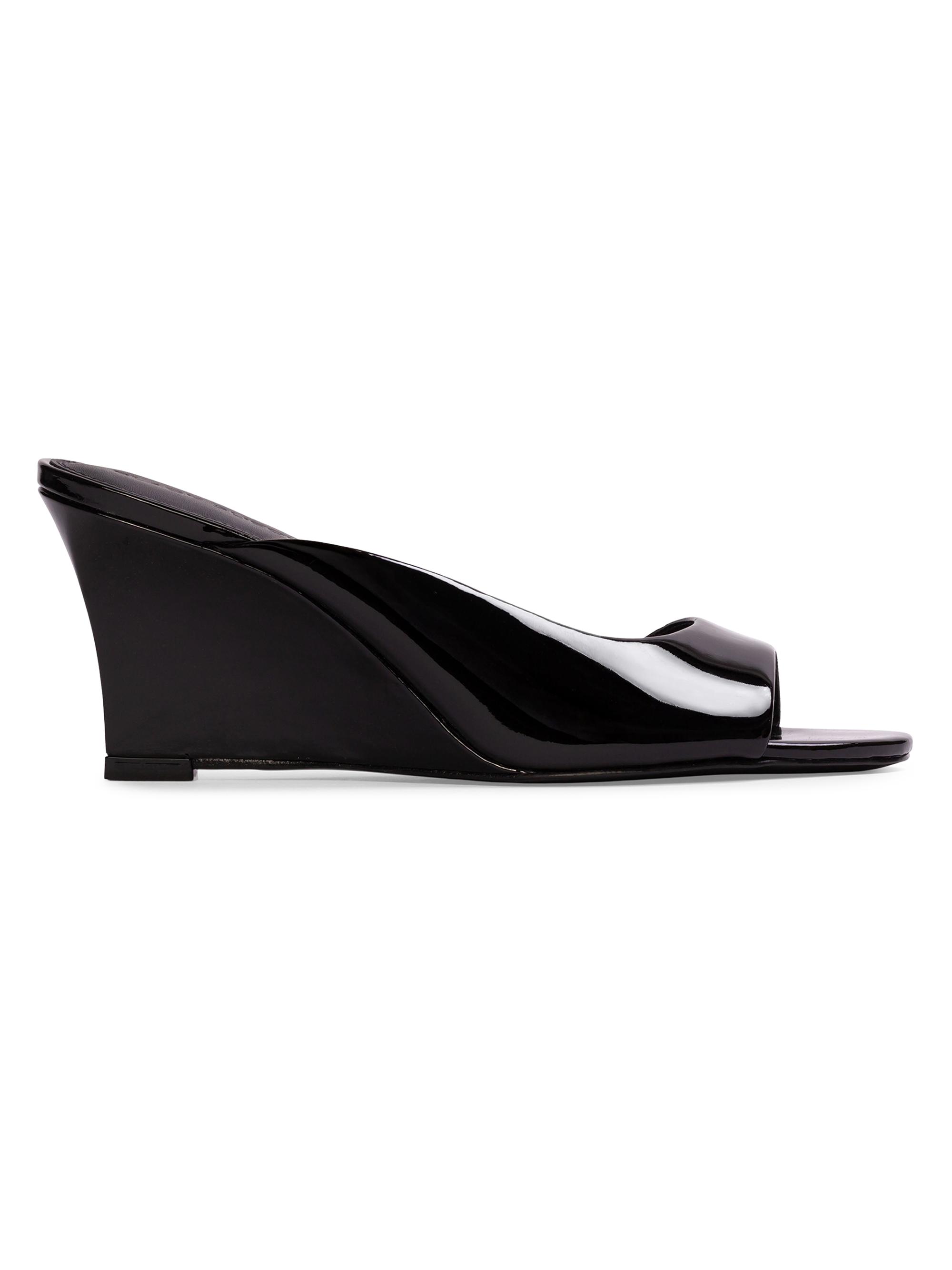 Black Suede Studio Women's Arisha 70MM Mule Sandals - Black Patent Leather