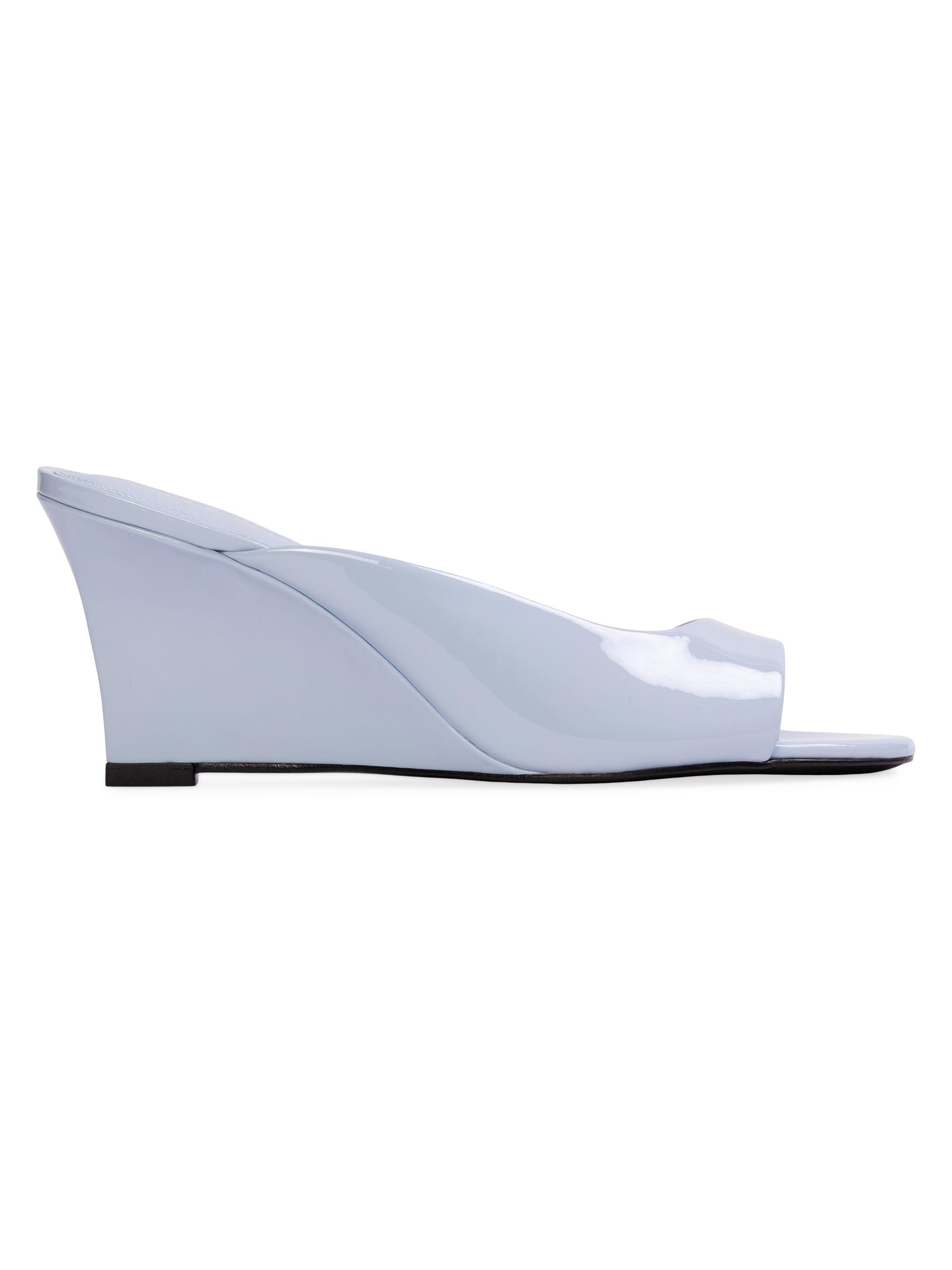 Black Suede Studio Women's Arisha 70MM Mule Sandals - Sky Blue Patent Leather | Thumbnail 7