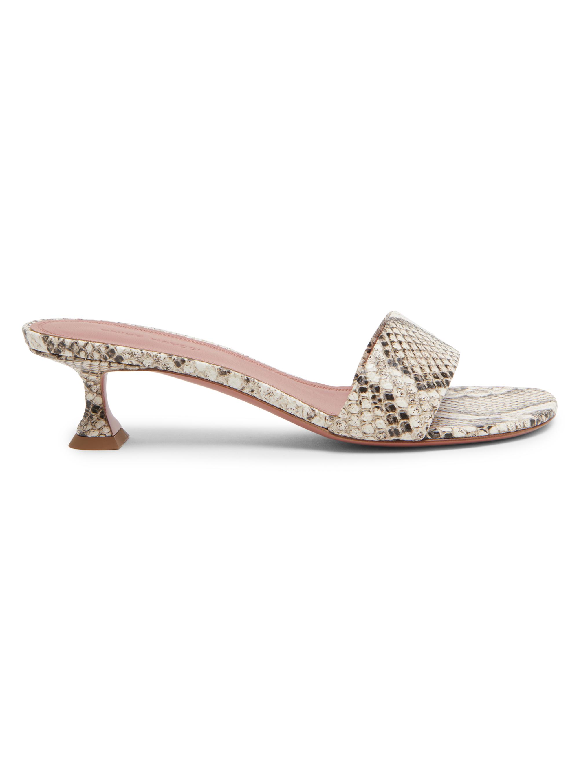 Amina Muaddi Women's Andreea 45MM Snake-Embossed Leather Mules - Natural Printed Snake - Women's Clothing