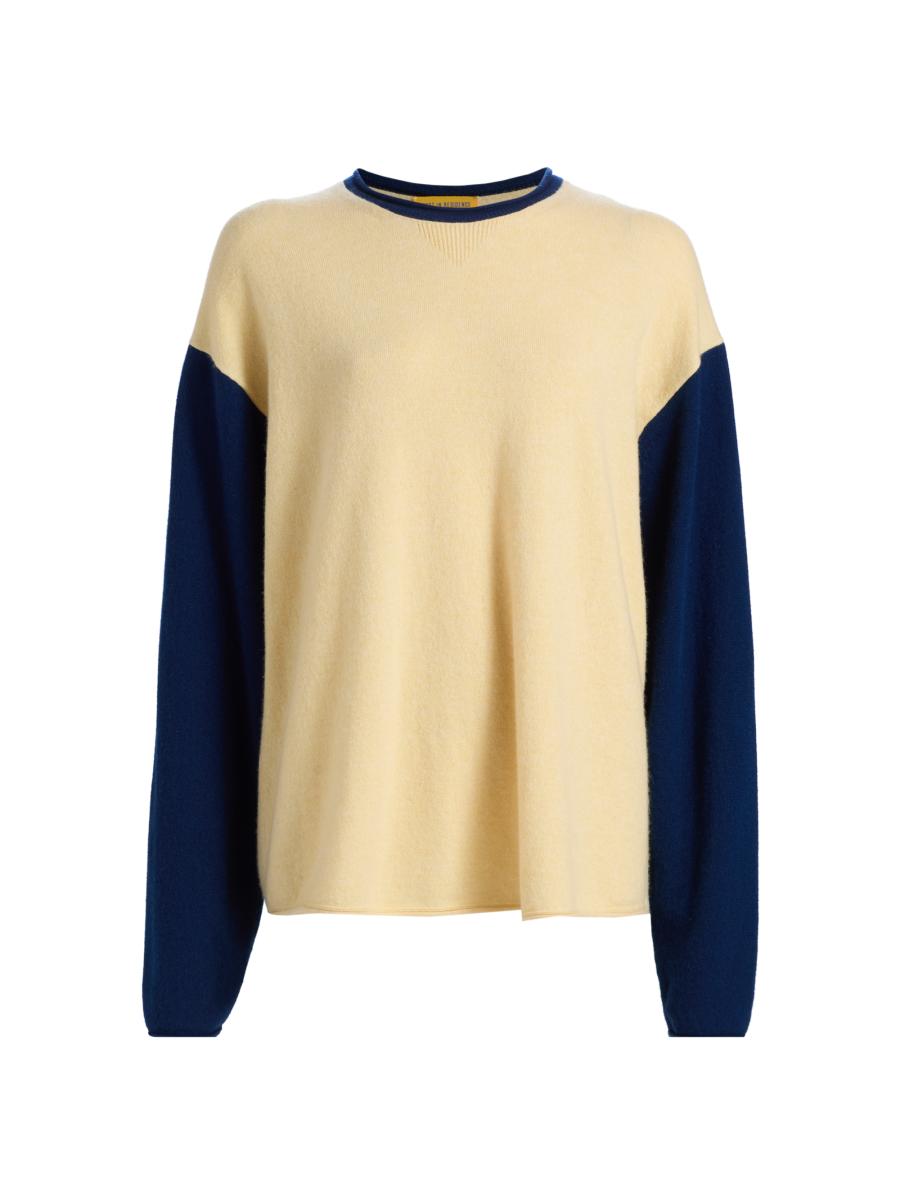 Guest In Residence Women's Cashmere Oversized Baseball Sweater In Butter Navy