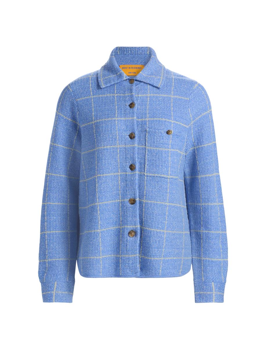 Guest in Residence Windowpane Check Cashmere-Linen Shirt | Saks Fifth ...