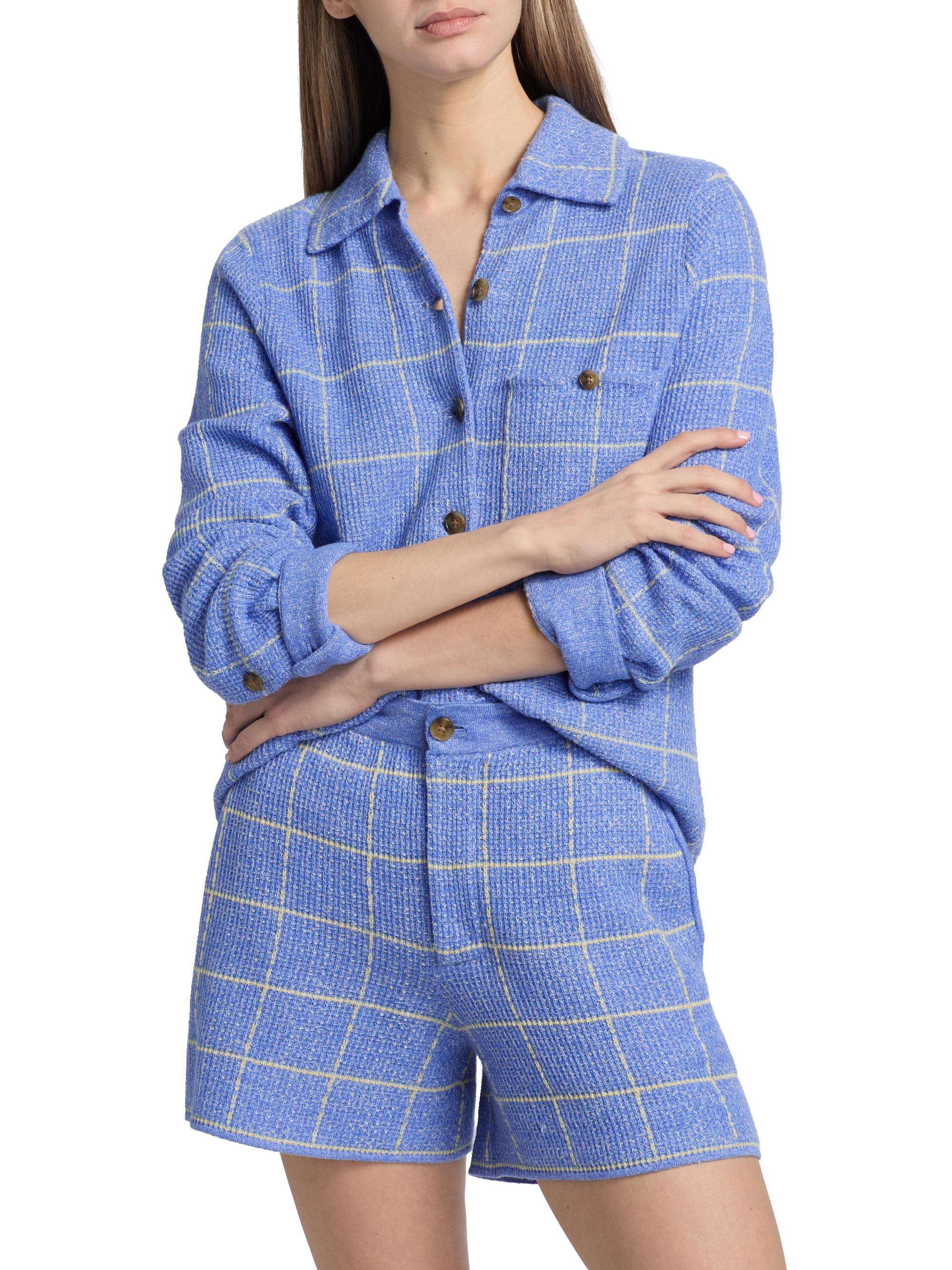 Guest in Residence Windowpane Check Cashmere-Linen Shirt | Saks Fifth ...