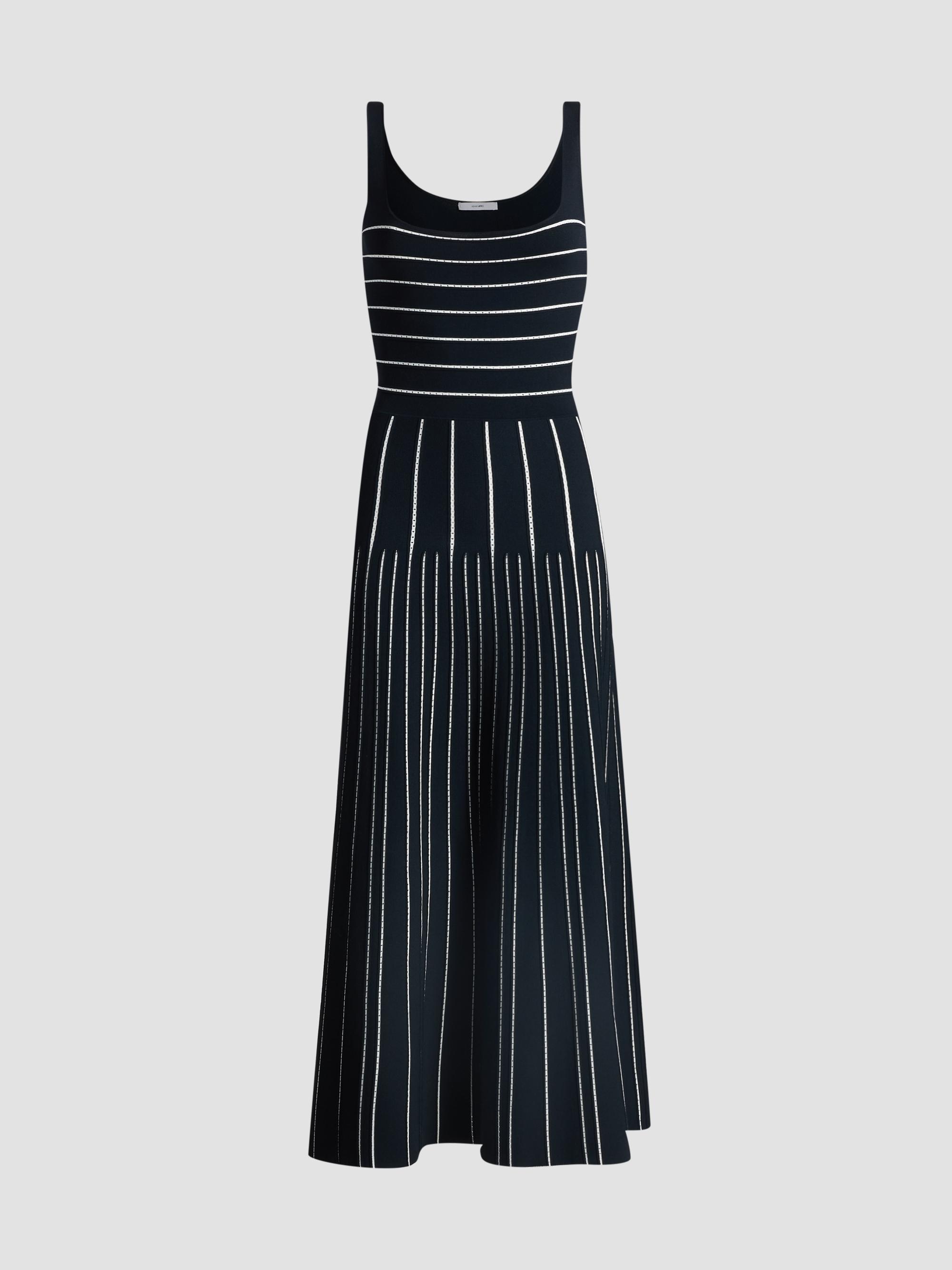 Adam Lippes Women's Gemma Compact Jacqaurd Midi Dress - Navy