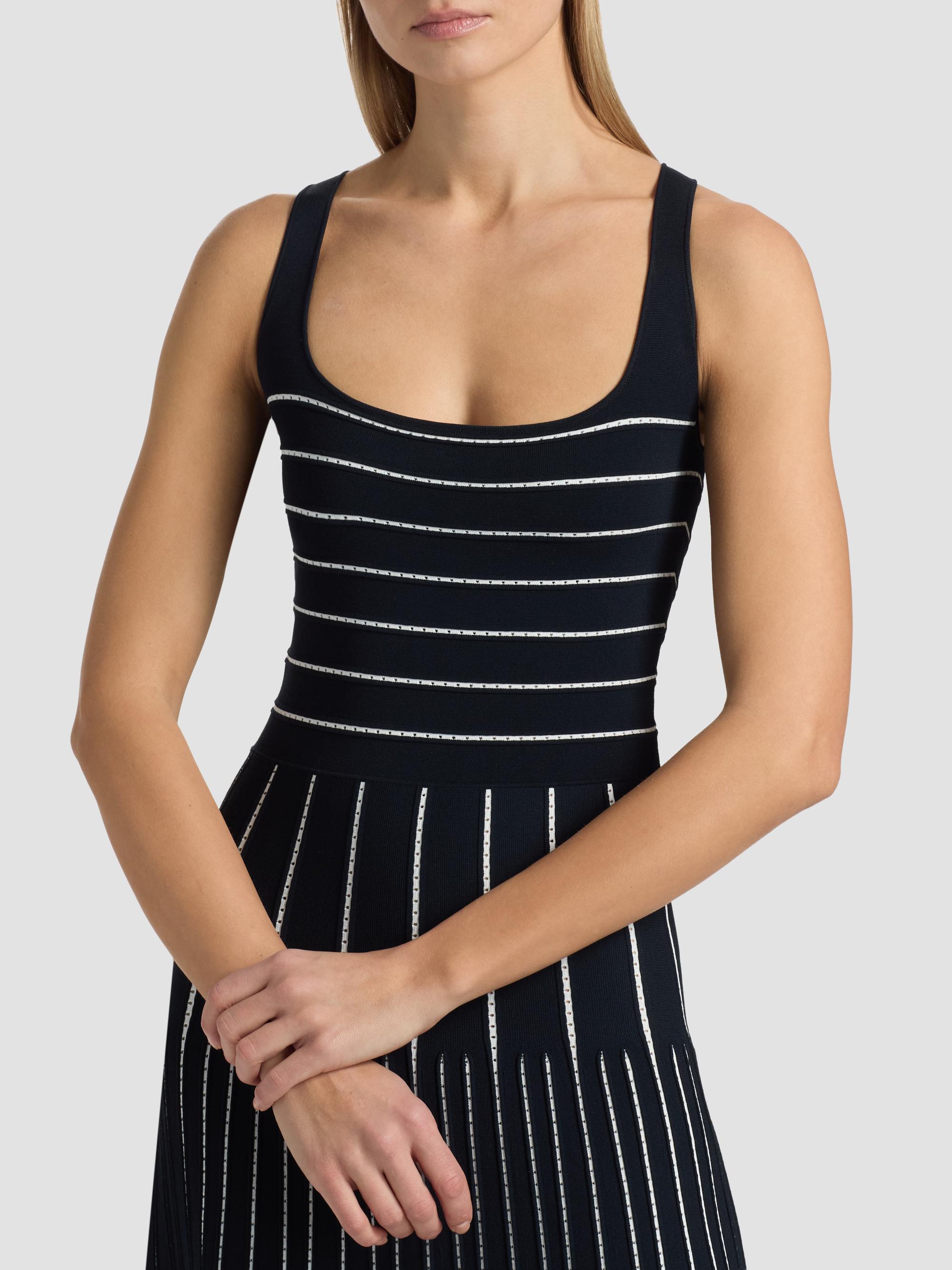 Adam Lippes Women's Gemma Compact Jacqaurd Midi Dress - Navy | Thumbnail 6