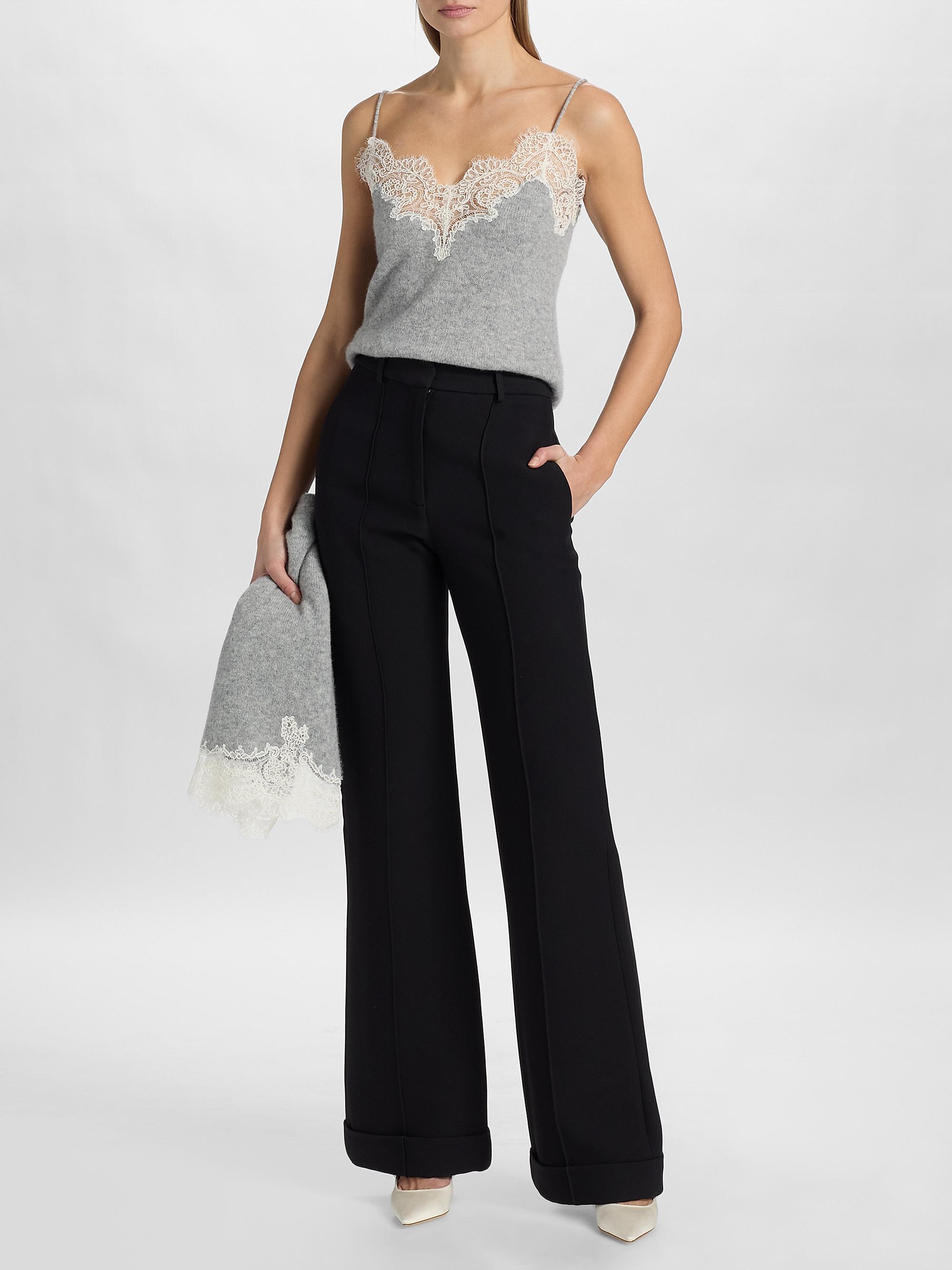 Adam Lippes Women's Beatrix Lace-Trim Cashmere Knit Cami - Heather Grey | Thumbnail 2