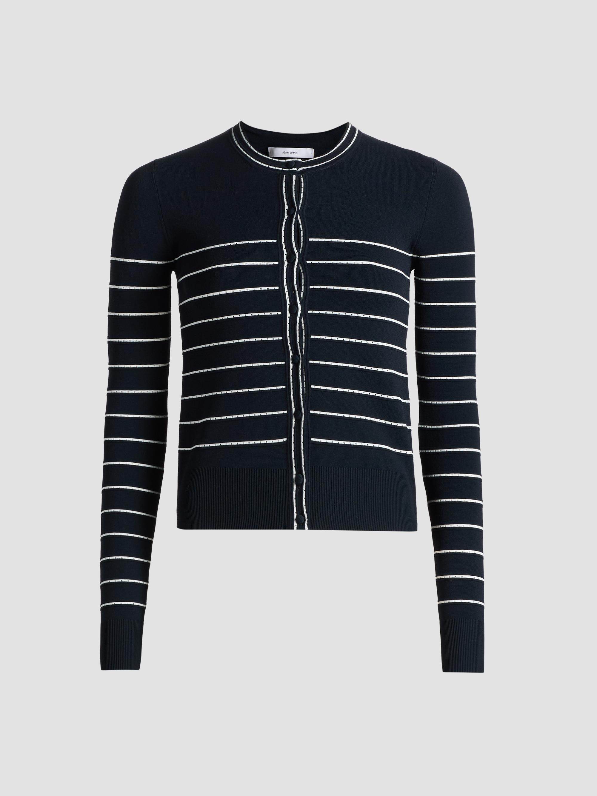 Adam Lippes Women's Faye Compact Jacquard Cardigan - Navy