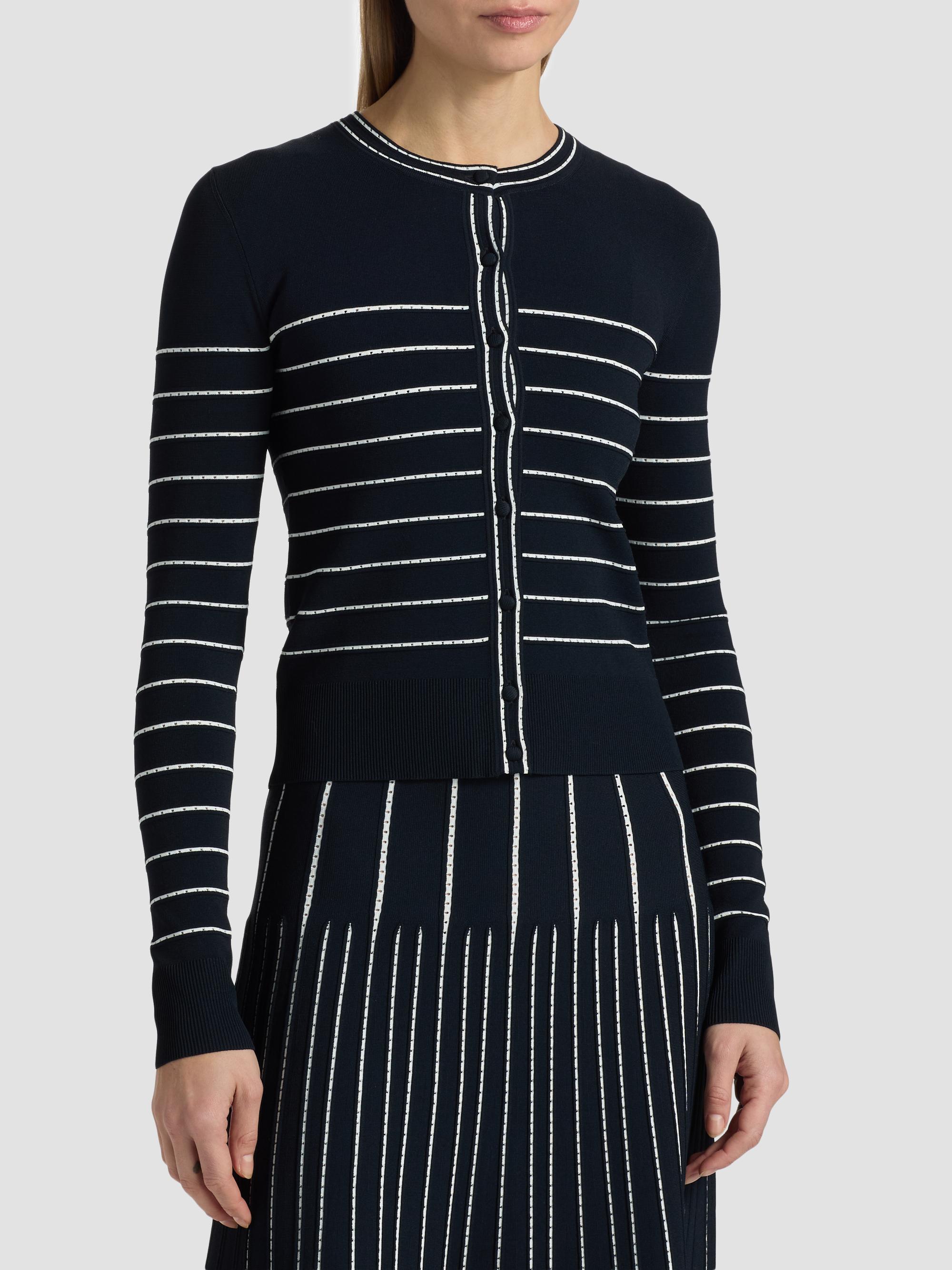 Adam Lippes Women's Faye Compact Jacquard Cardigan - Navy | Thumbnail 3