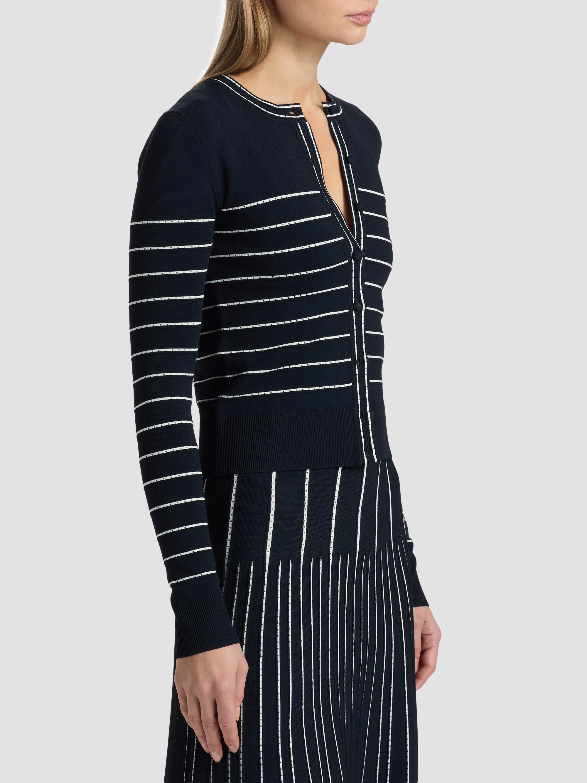 Adam Lippes Women's Faye Compact Jacquard Cardigan - Navy | Thumbnail 4