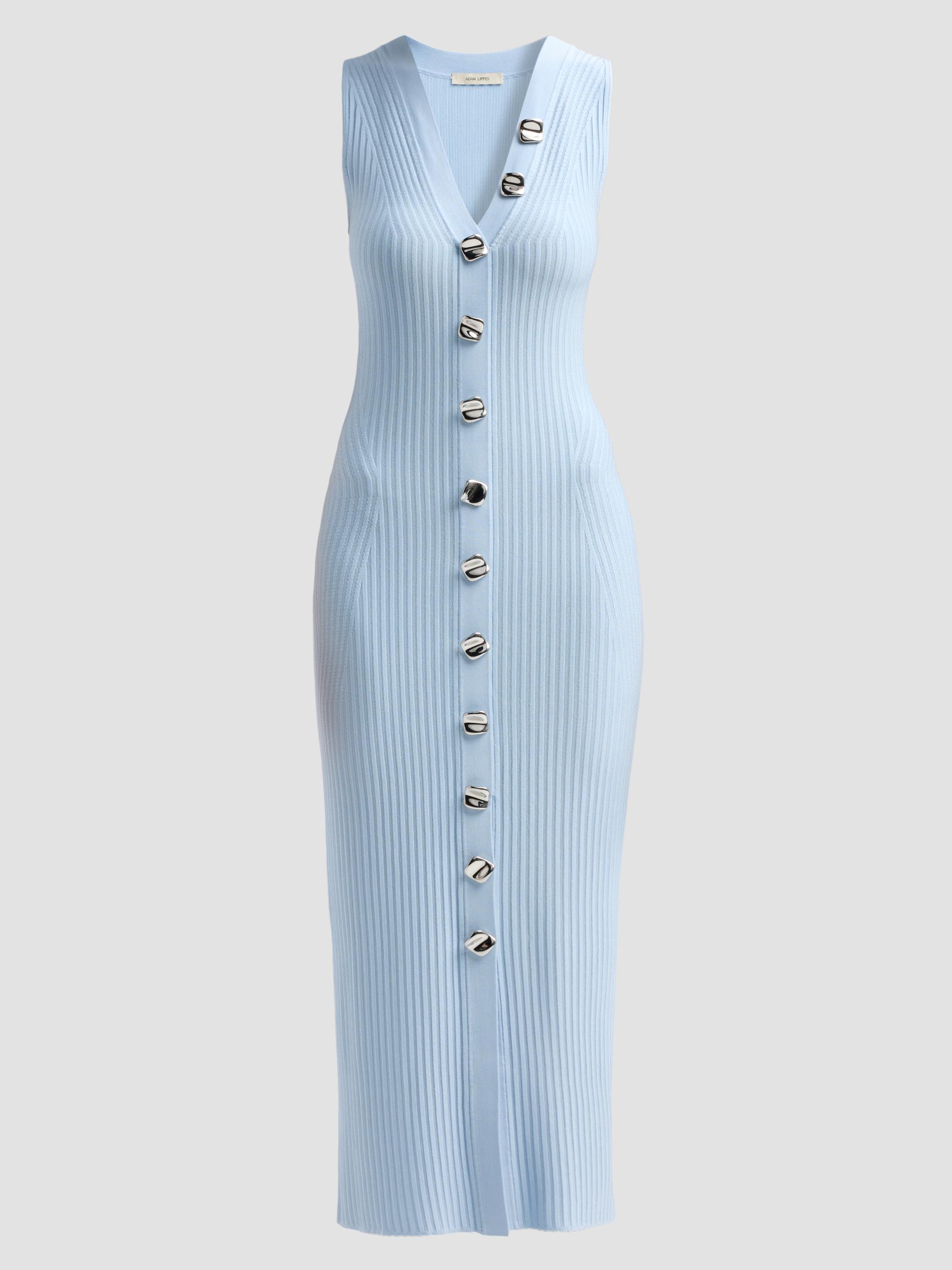 Adam Lippes Women's Eliza Rib-Knit Midi Dress - Blue