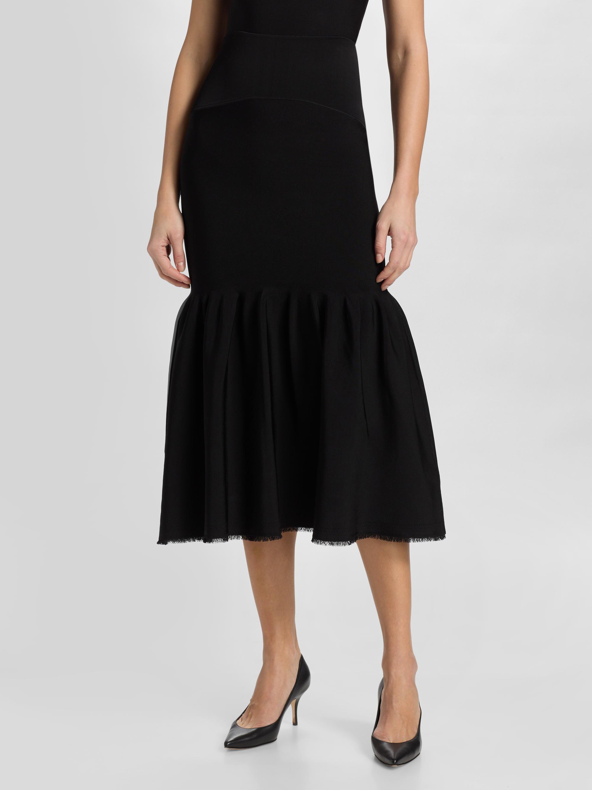 Adam Lippes Women's Romy Fit & Flare Midi Skirt - Black | Thumbnail 3