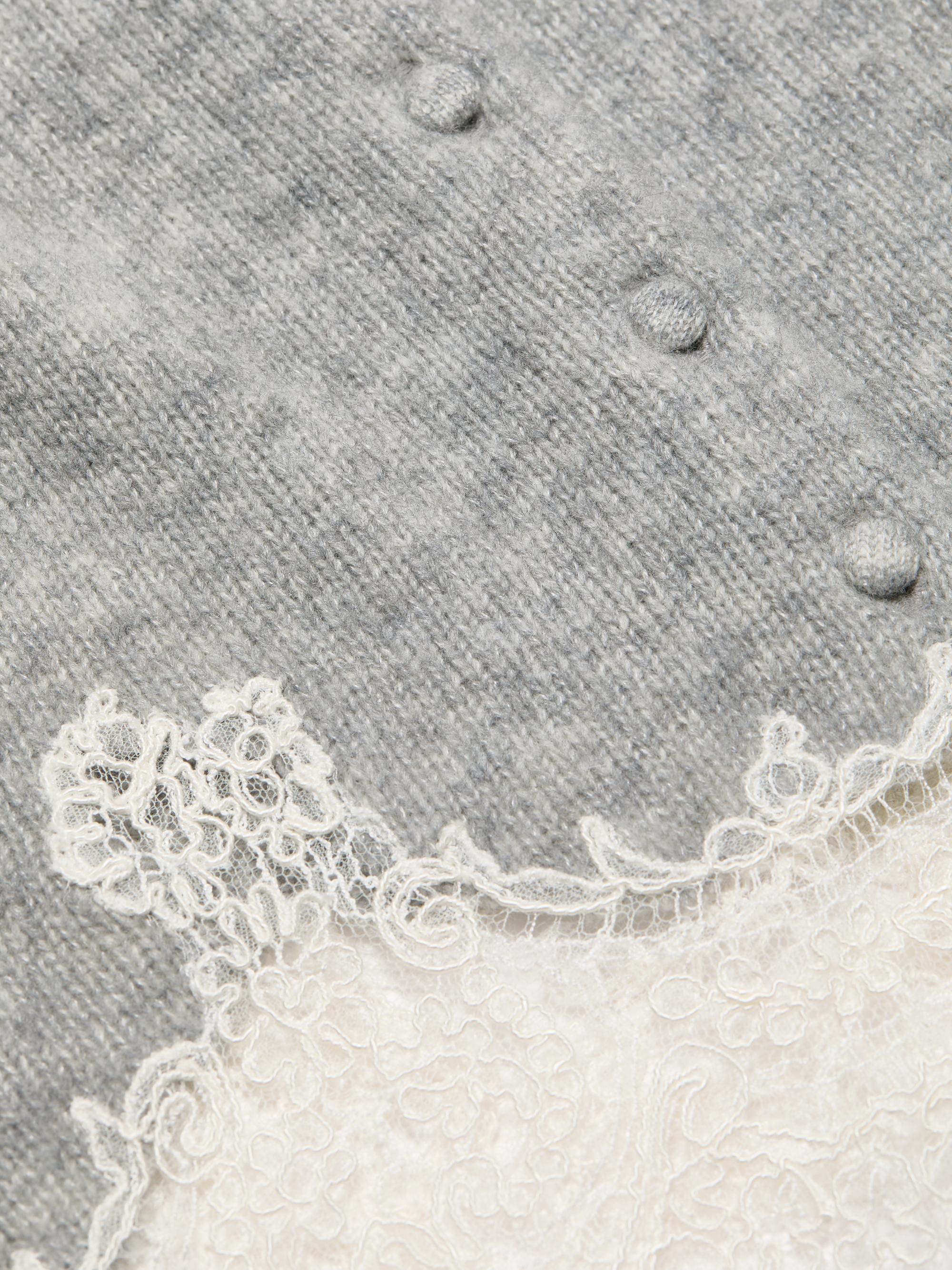 Adam Lippes Women's Briar Lace-Trim Cashmere Crop Cardigan - Heather Grey | Thumbnail 7