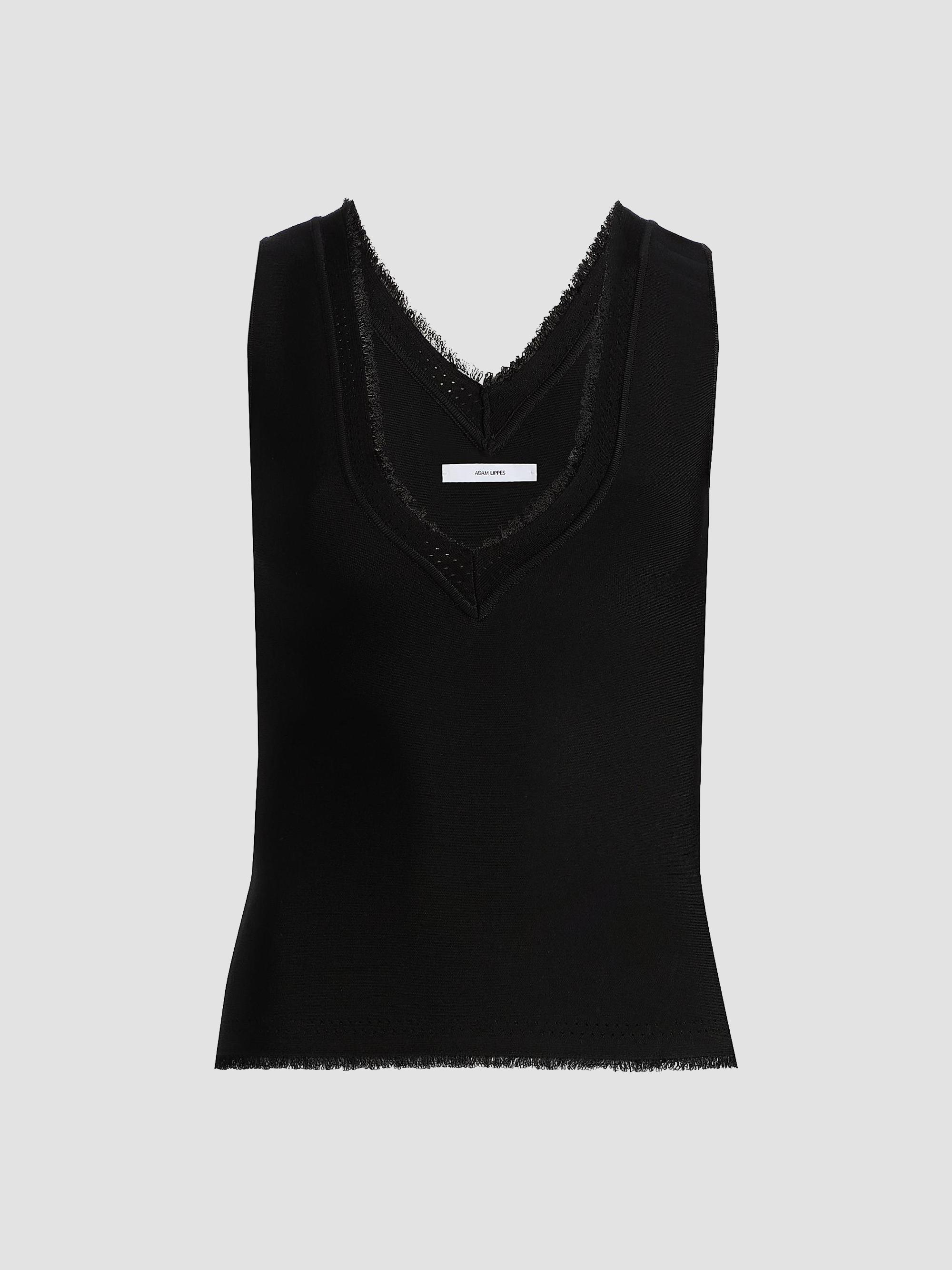 Adam Lippes Women's Ria Fringe-Edge Top - Black