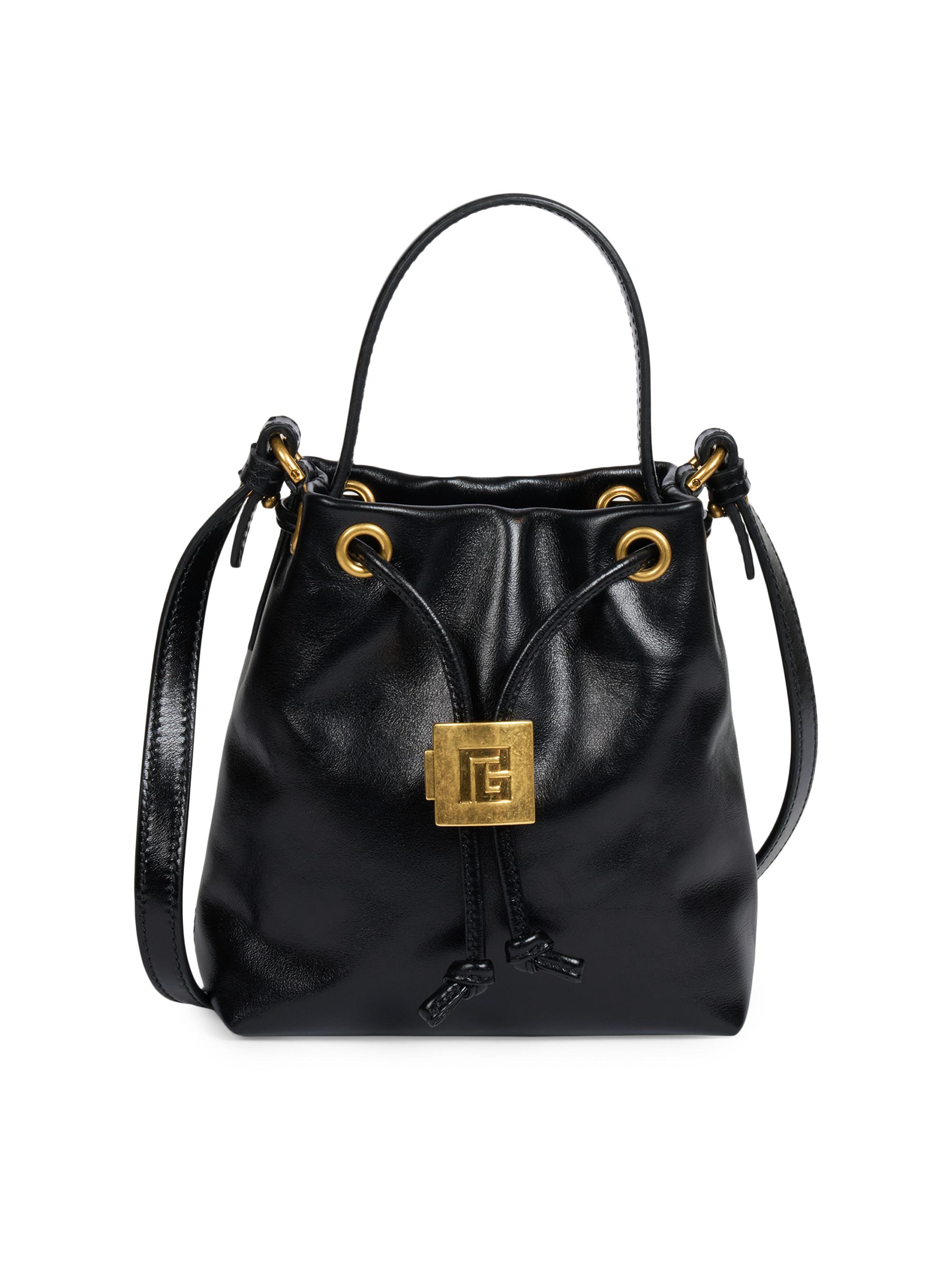 Balmain Women's Pulse Leather Crossbody Bucket Bag - Noir