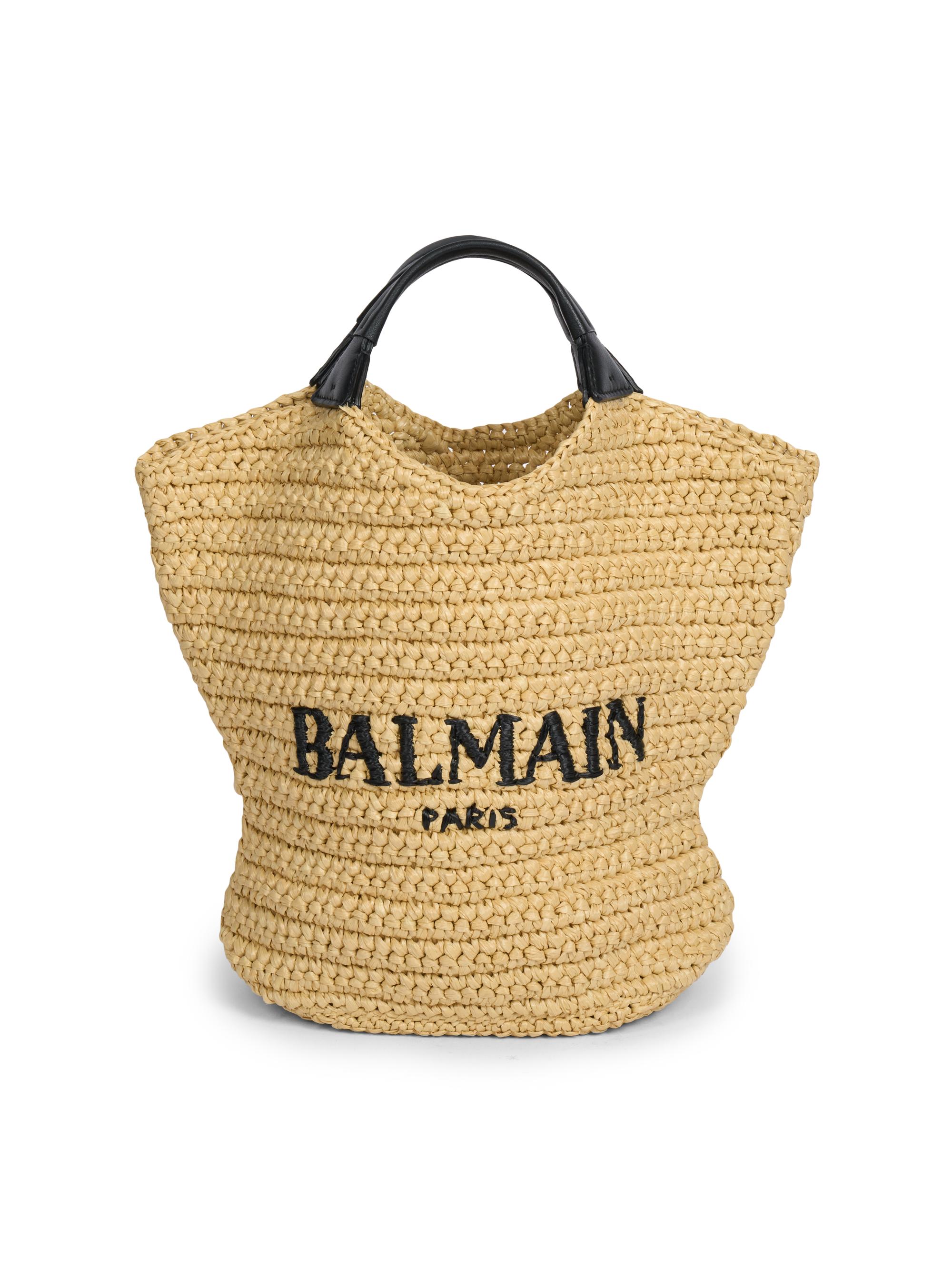 Balmain Women's Cabas Mini Woven Tote Bag - Naturel Noir - Women's Bags