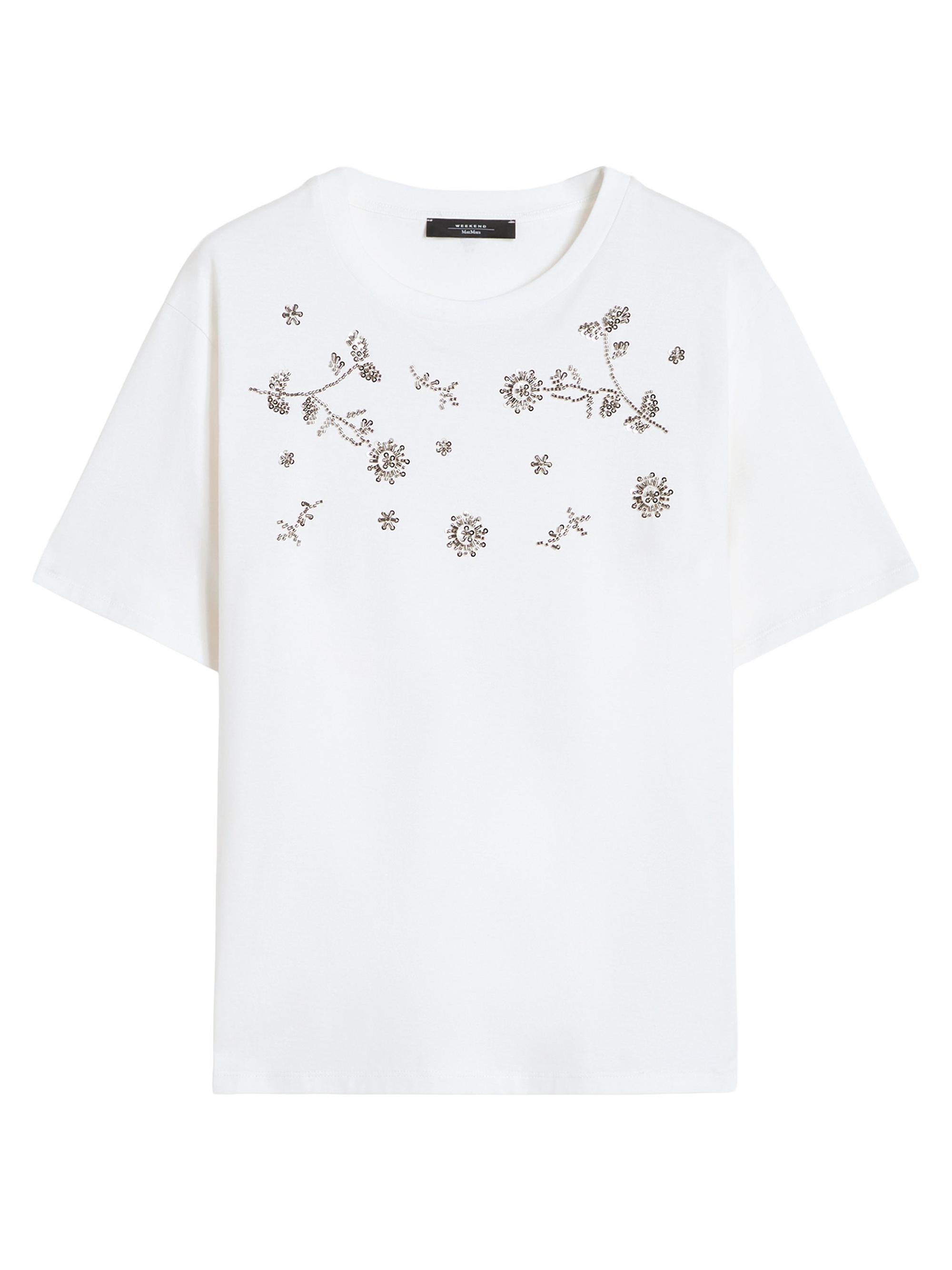 Weekend Max Mara Women's Print and Embroidery Adorned Jersey T-Shirt - White
