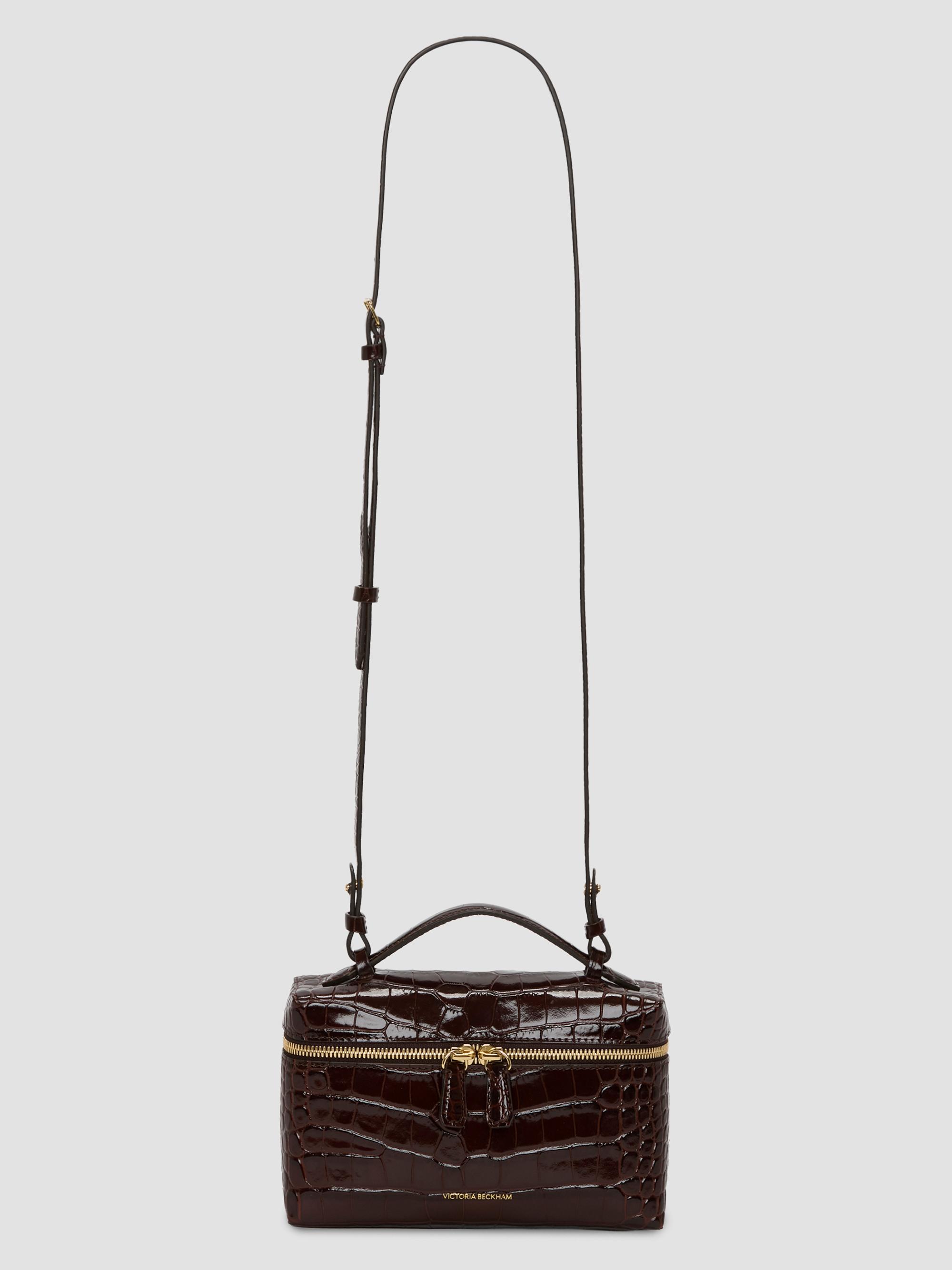 Victoria Beckham Women's Dorian Croc-Embossed Leather Vanity Bag - Dark Brown | Thumbnail 6