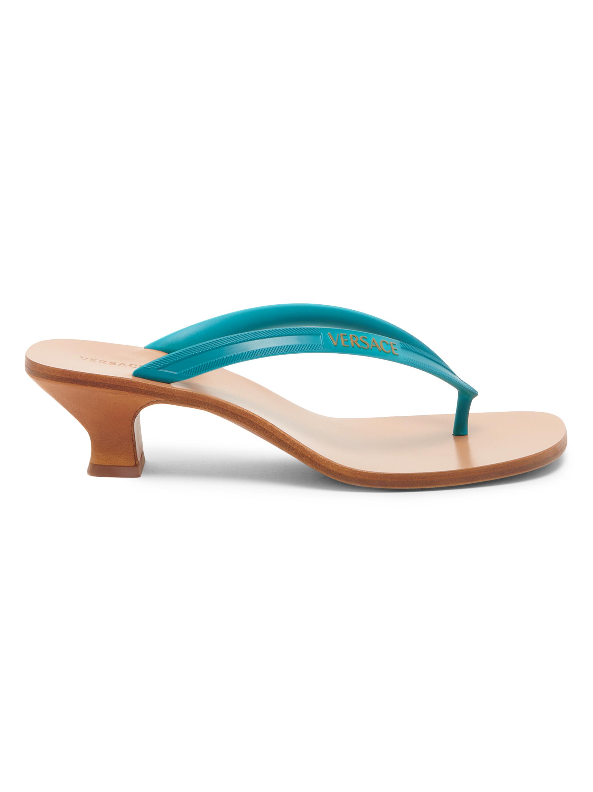 Versace Women's 40MM Logo Sandals - Aquamarine